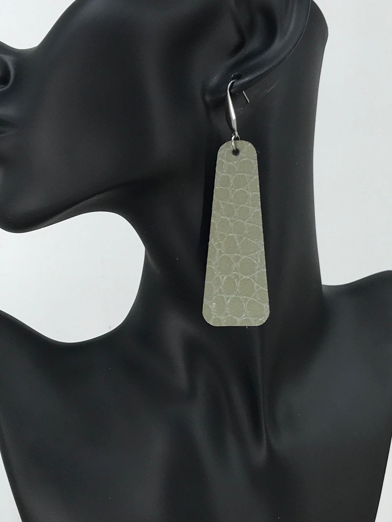 Sage Croc Bar Drop Earrings