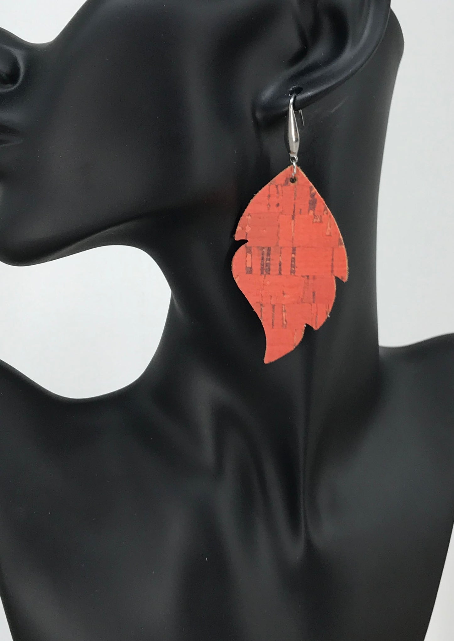 Salmon Cork Leather Earrings - E19-1010