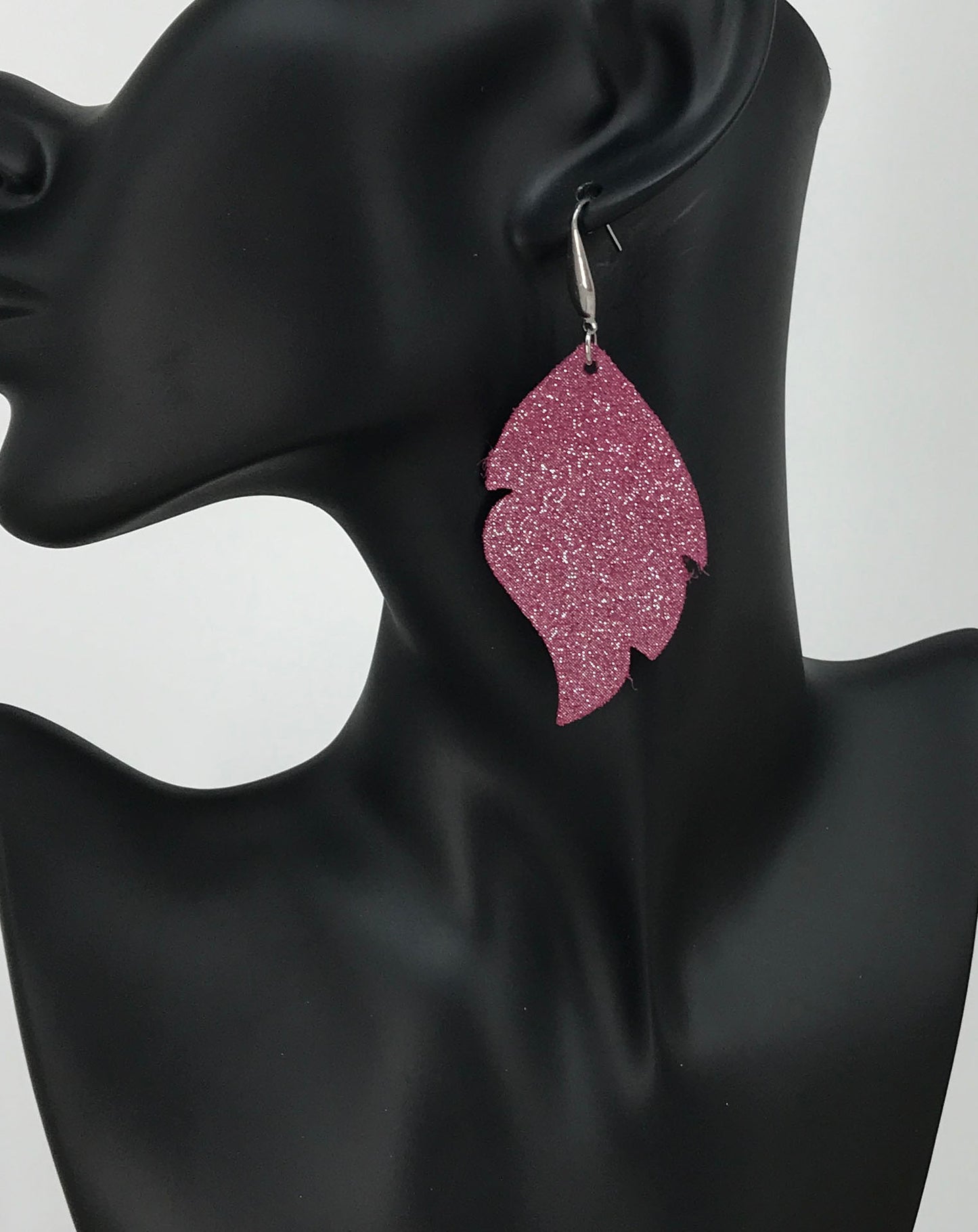 Dark Raspberry Dazzle Leather Earrings - E19-1014