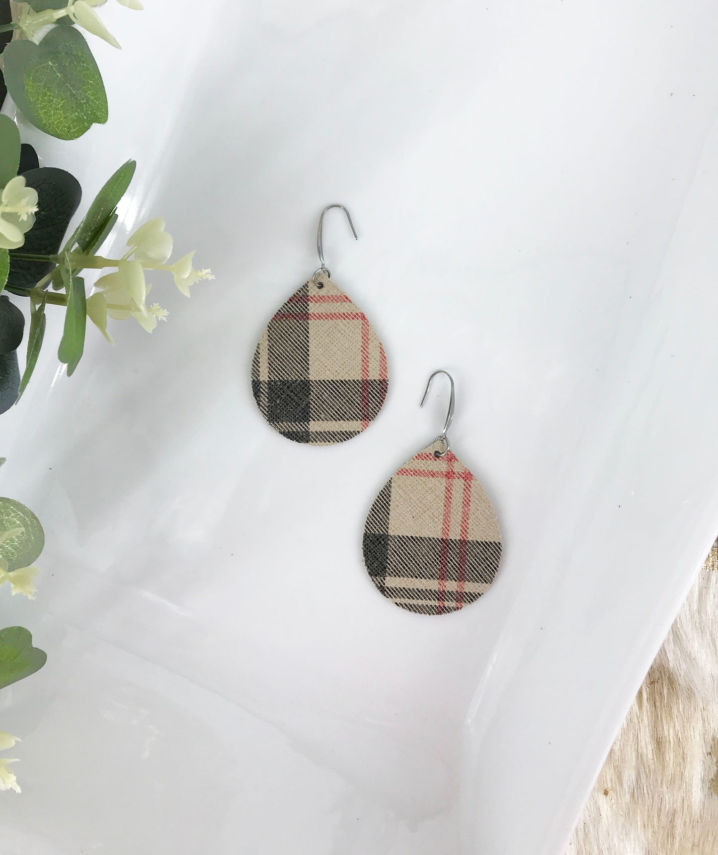 Preppy Plaid Leather Earrings - E19-1017