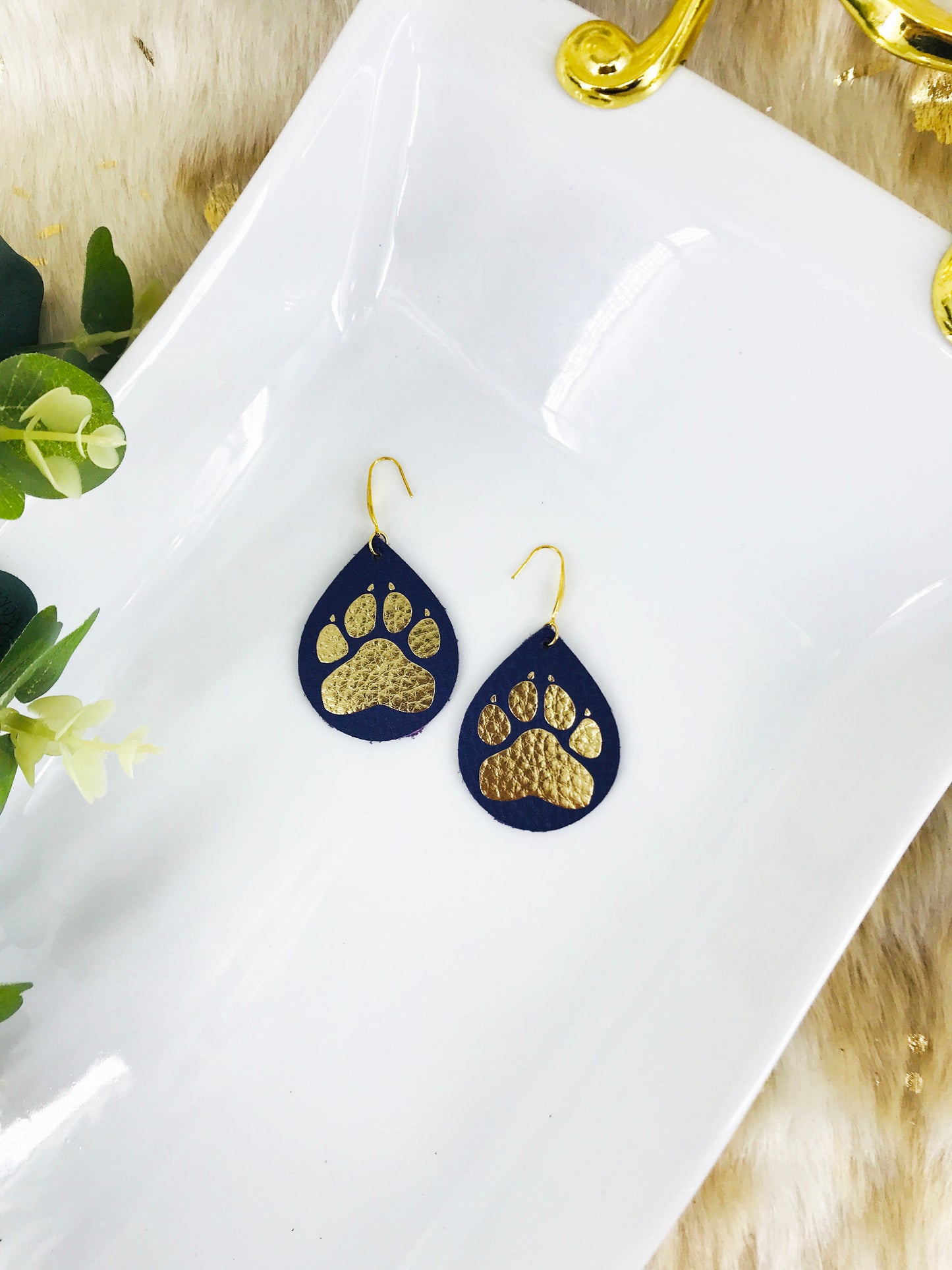 LSU Themed Leather Earrings - E19-1022