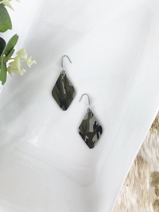 Camo Leather Earrings - E19-1041