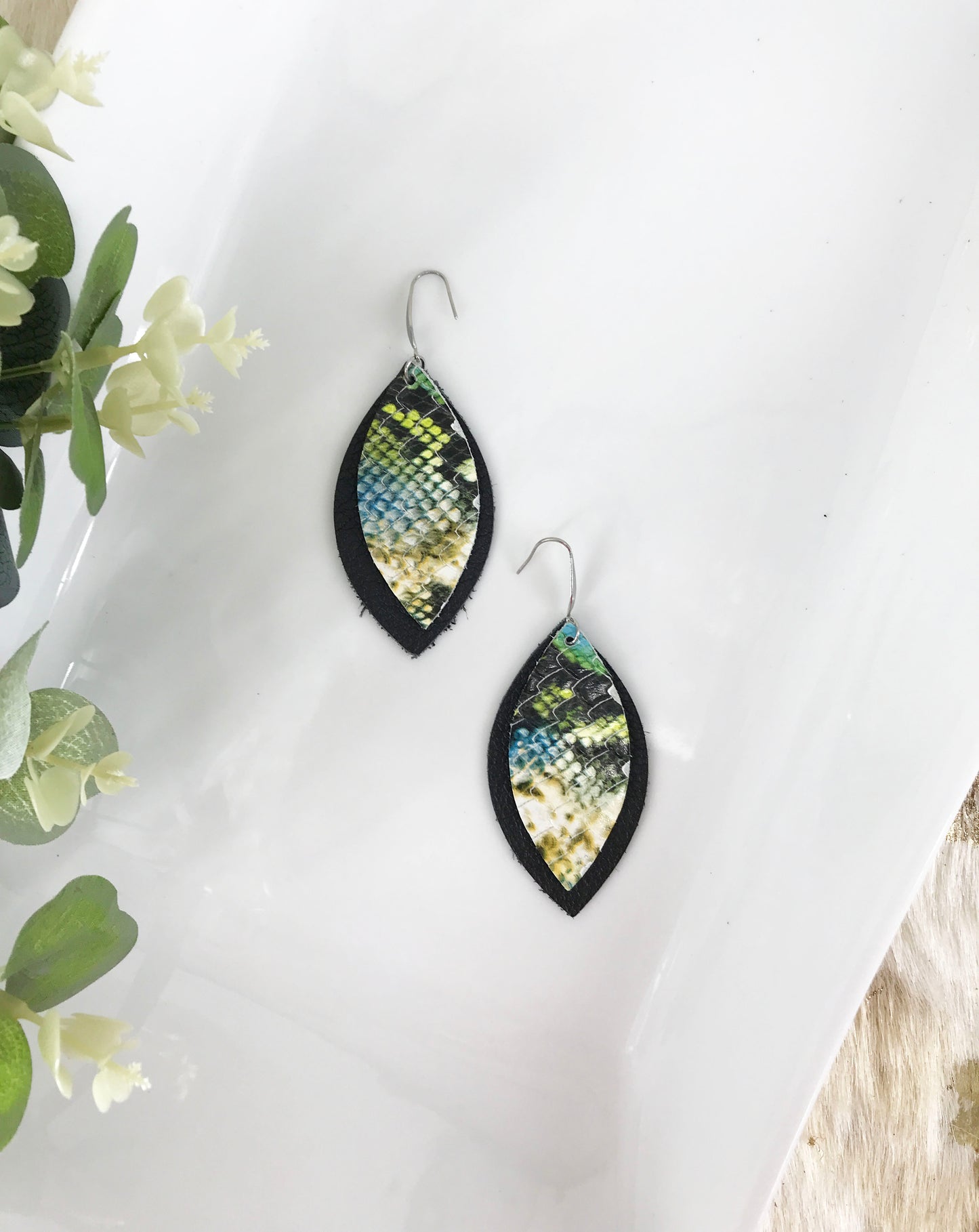 Layered Genuine Leather Earrings - E19-1062