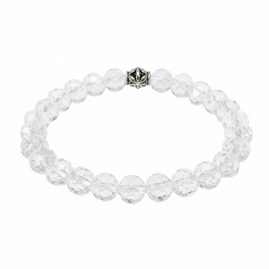 Crystal Clear Glass Bead Stretch Bracelet