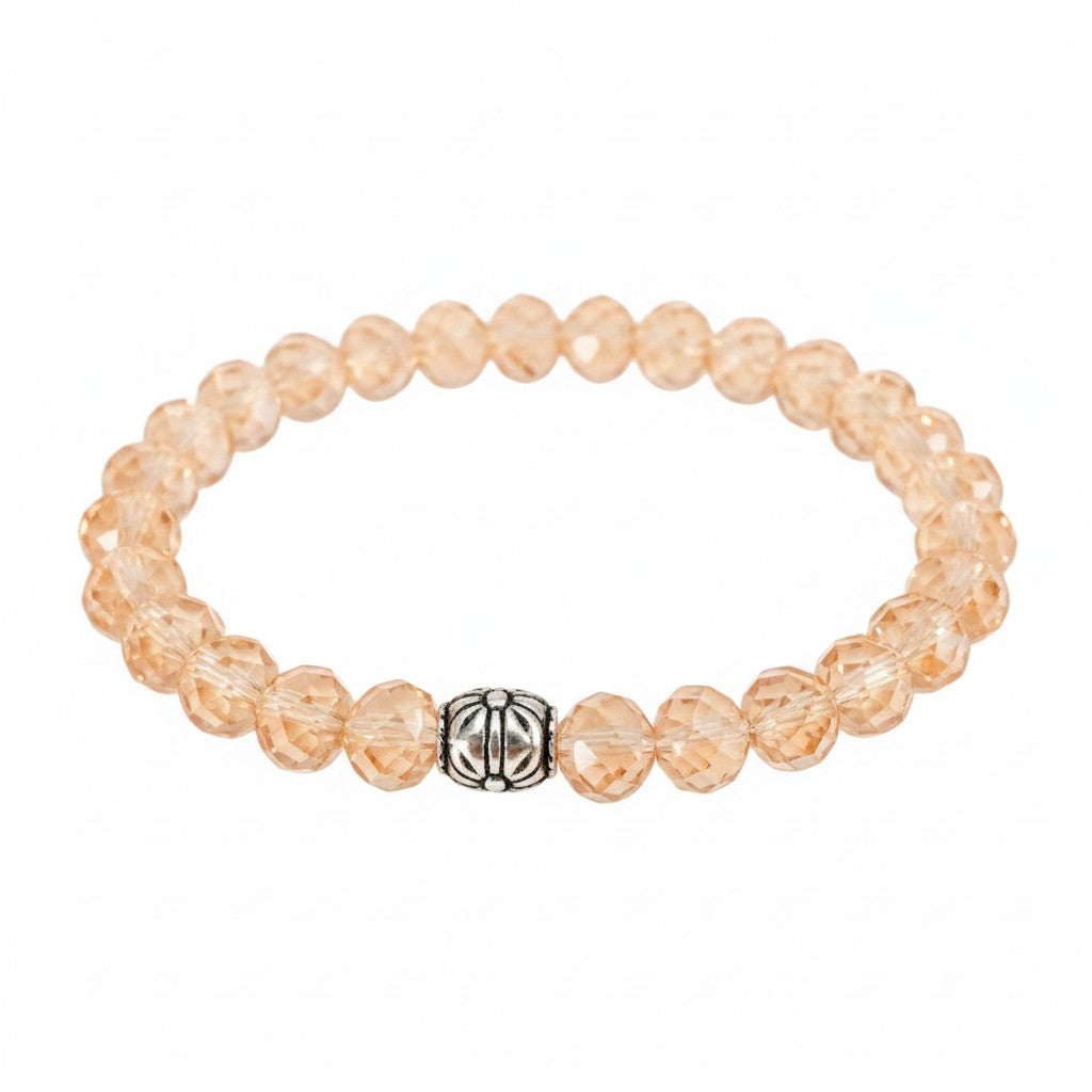 Peach Glass Bead Stretch Bracelet