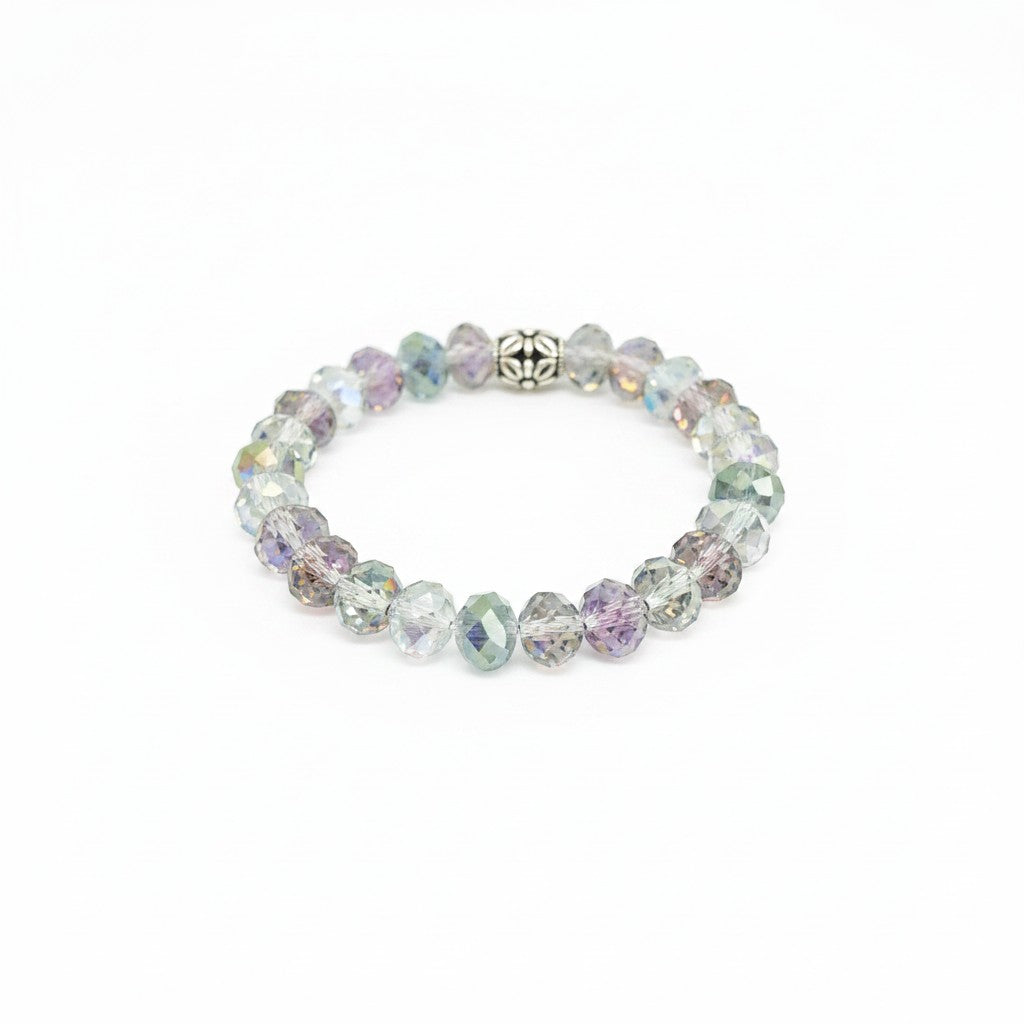 Iridescent Multi-Color Glass Bead Stretch Bracelet