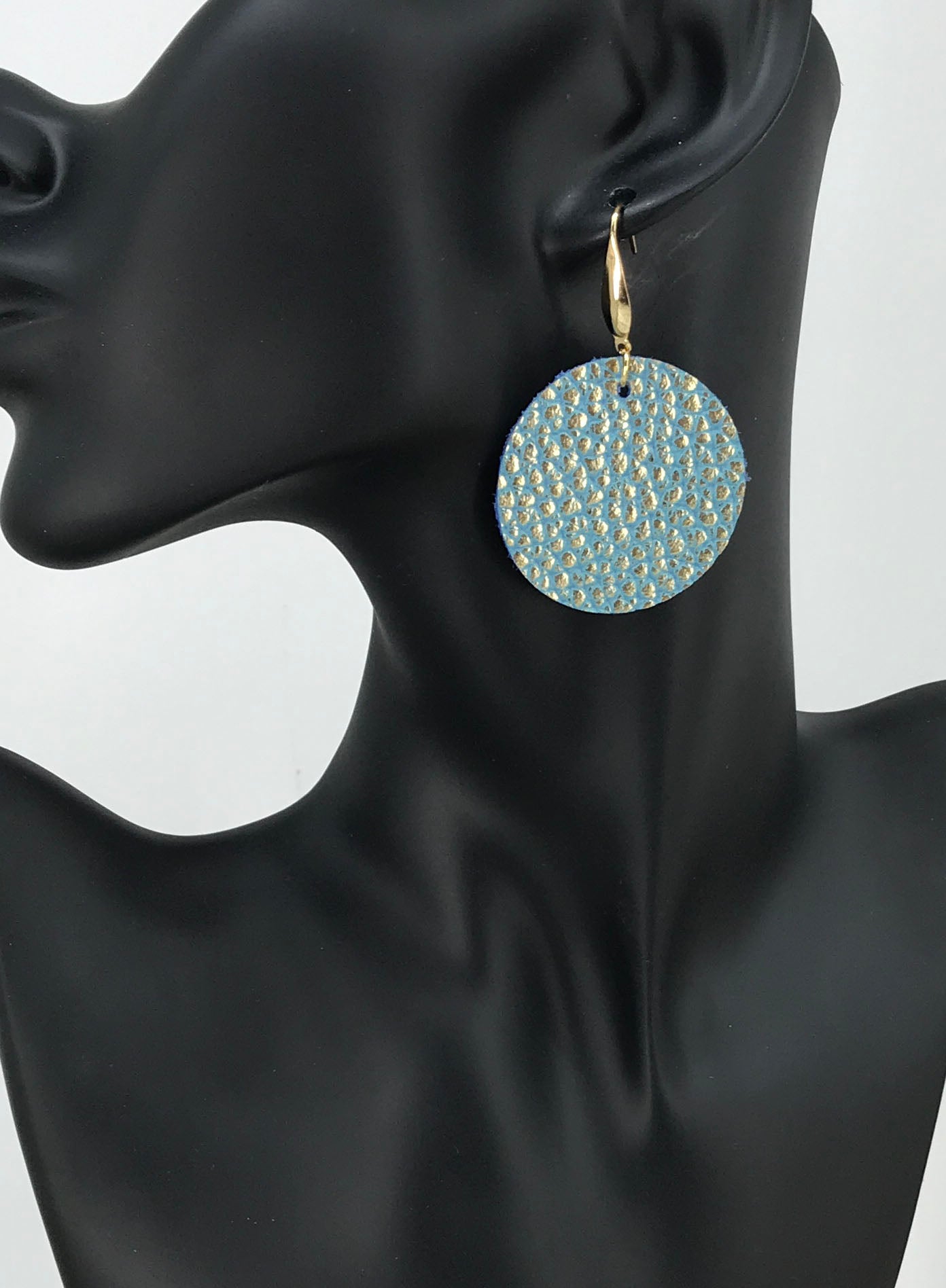 Mint Gold Tipped Circle Leather Earrings