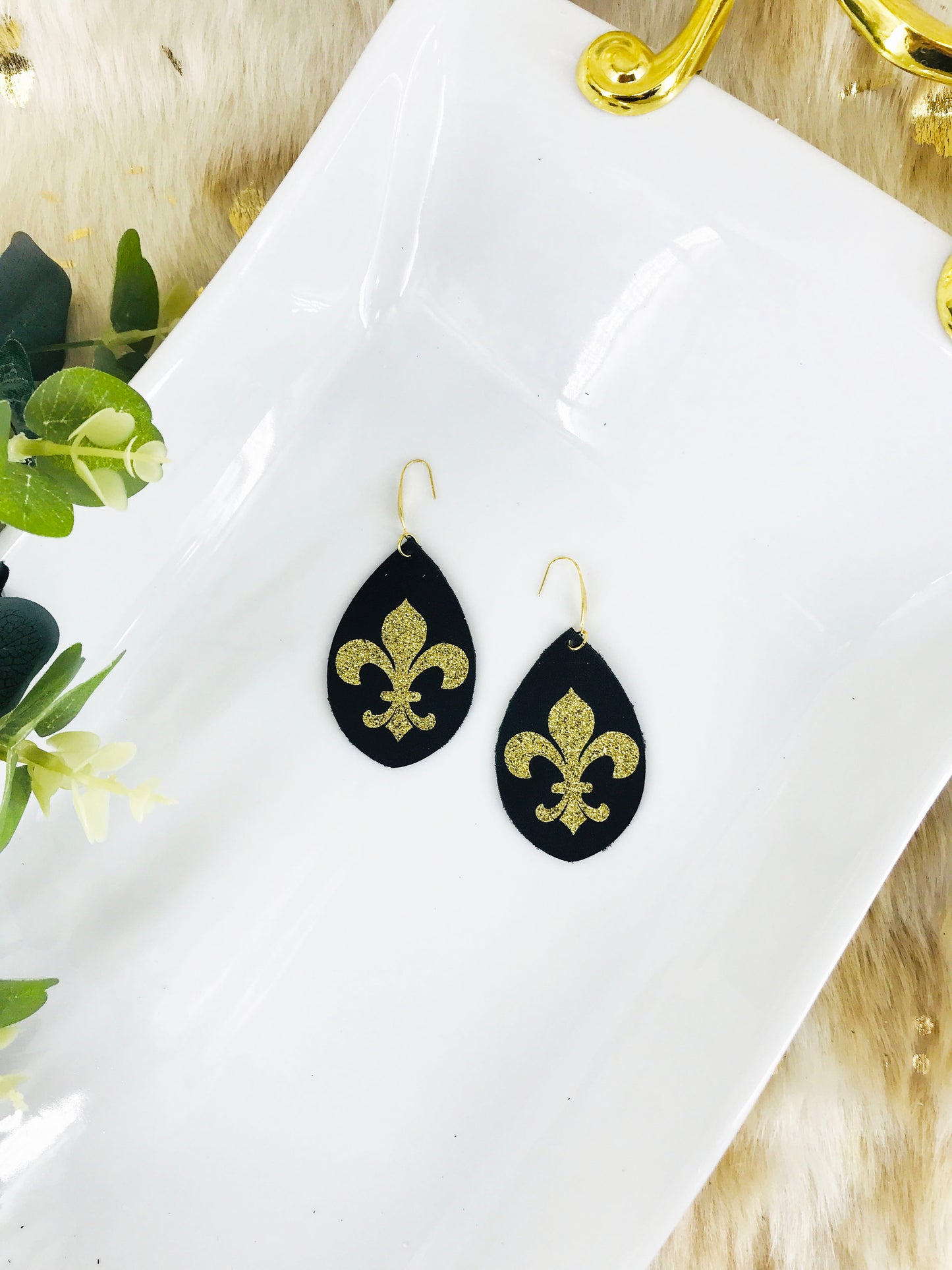 Saint's Themed Leather Earrings - E19-1125
