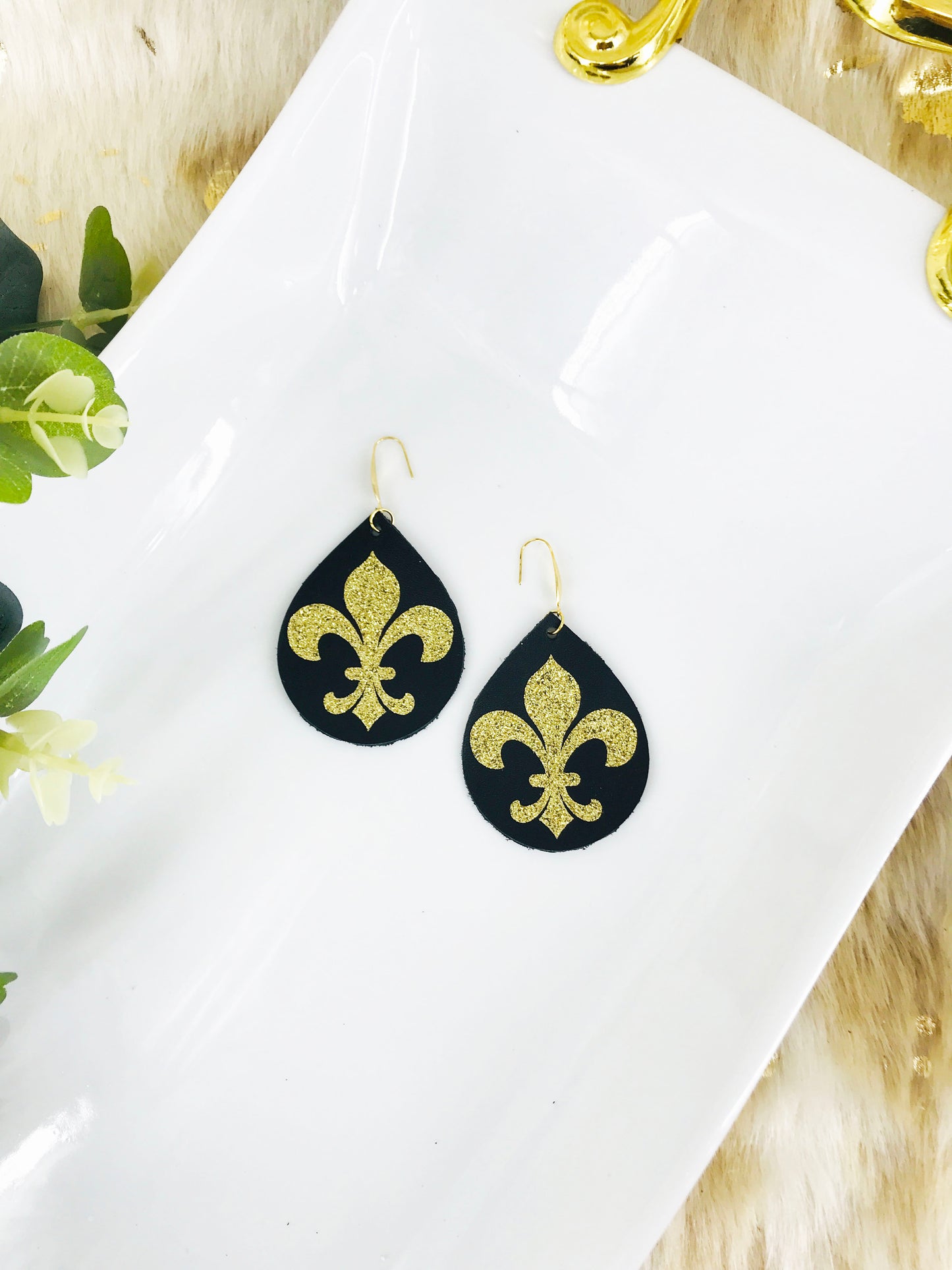 Saint's Themed Leather Earrings - E19-1126
