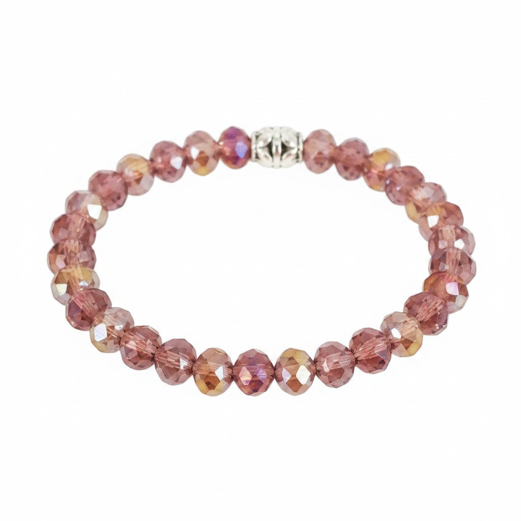 Medium Purple Glass Bead Stretch Bracelet