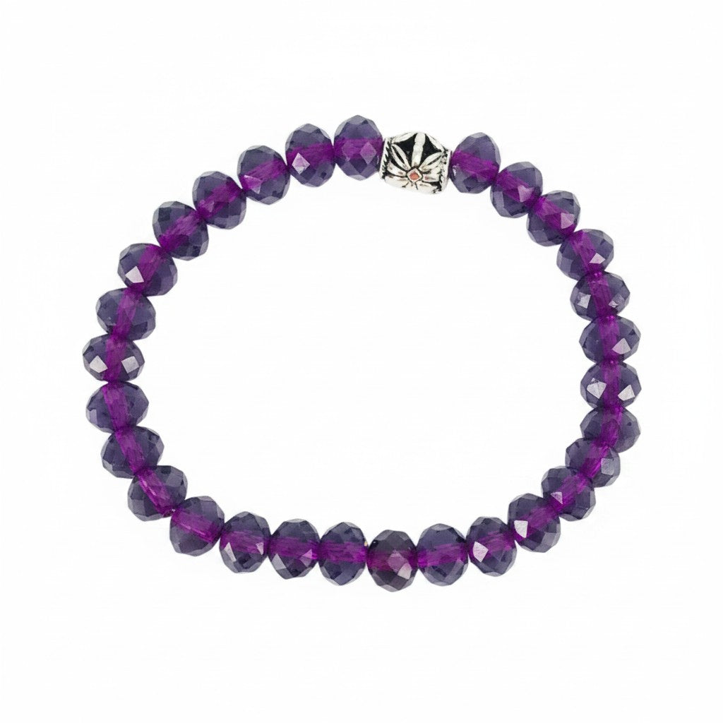 Purple Glass Bead Stretch Bracelet