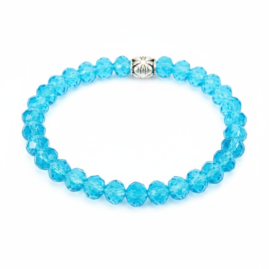 Light Blue Glass Bead Stretch Bracelet