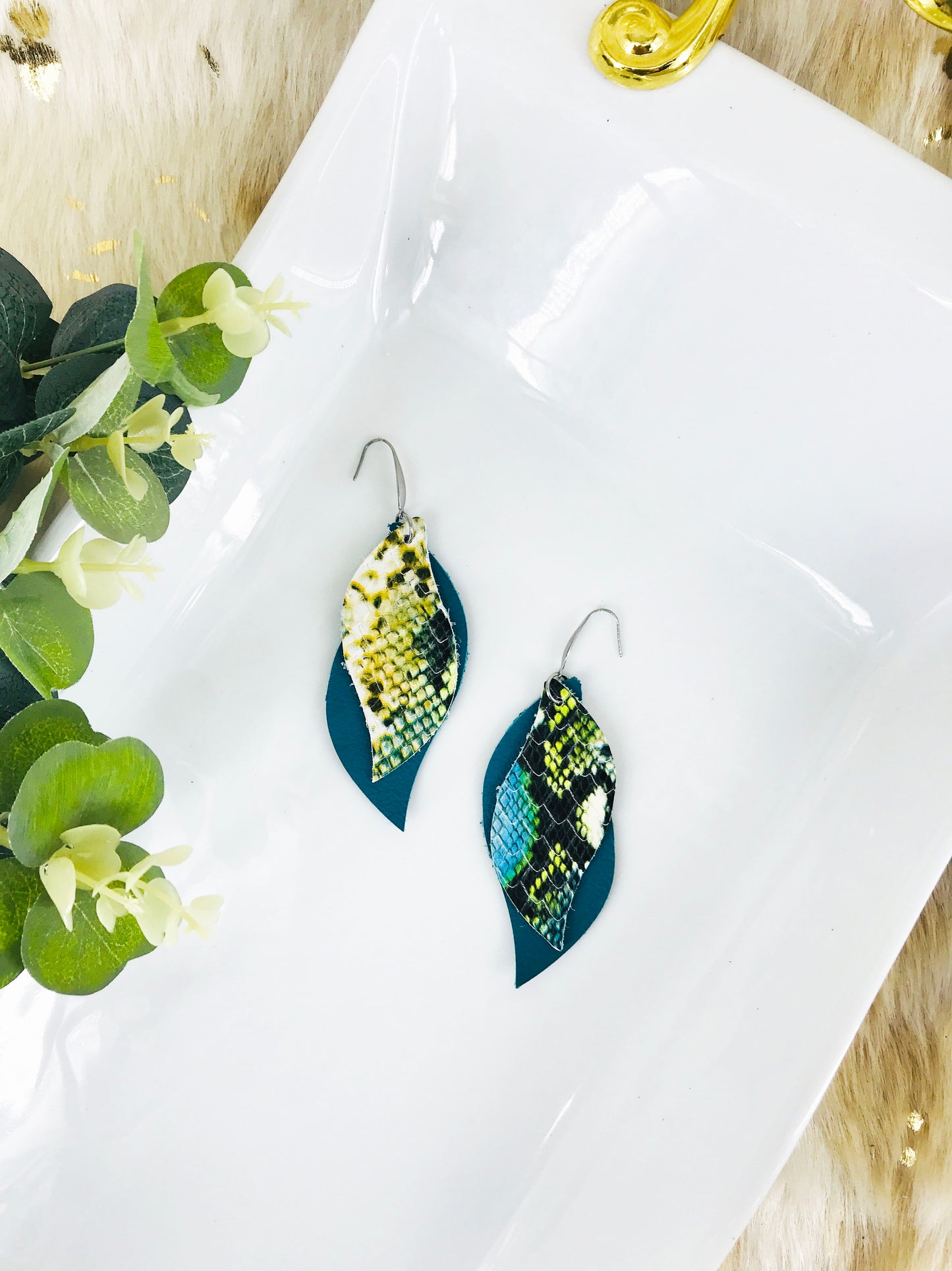Layered Genuine Leather Earrings - E19-1143