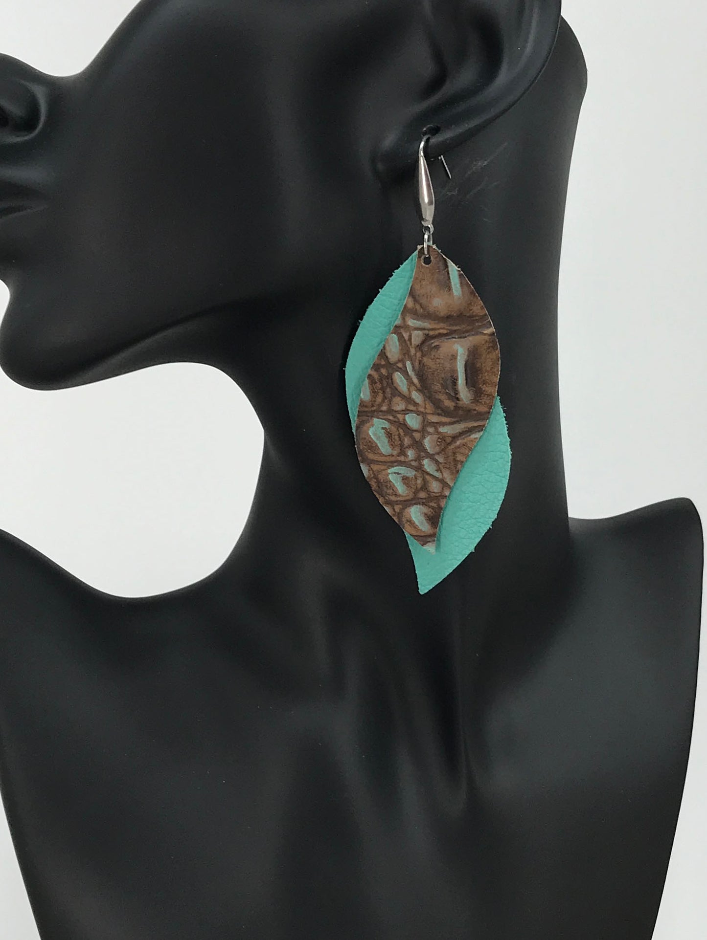 Aqua Cocoa Layered Drop Earrings