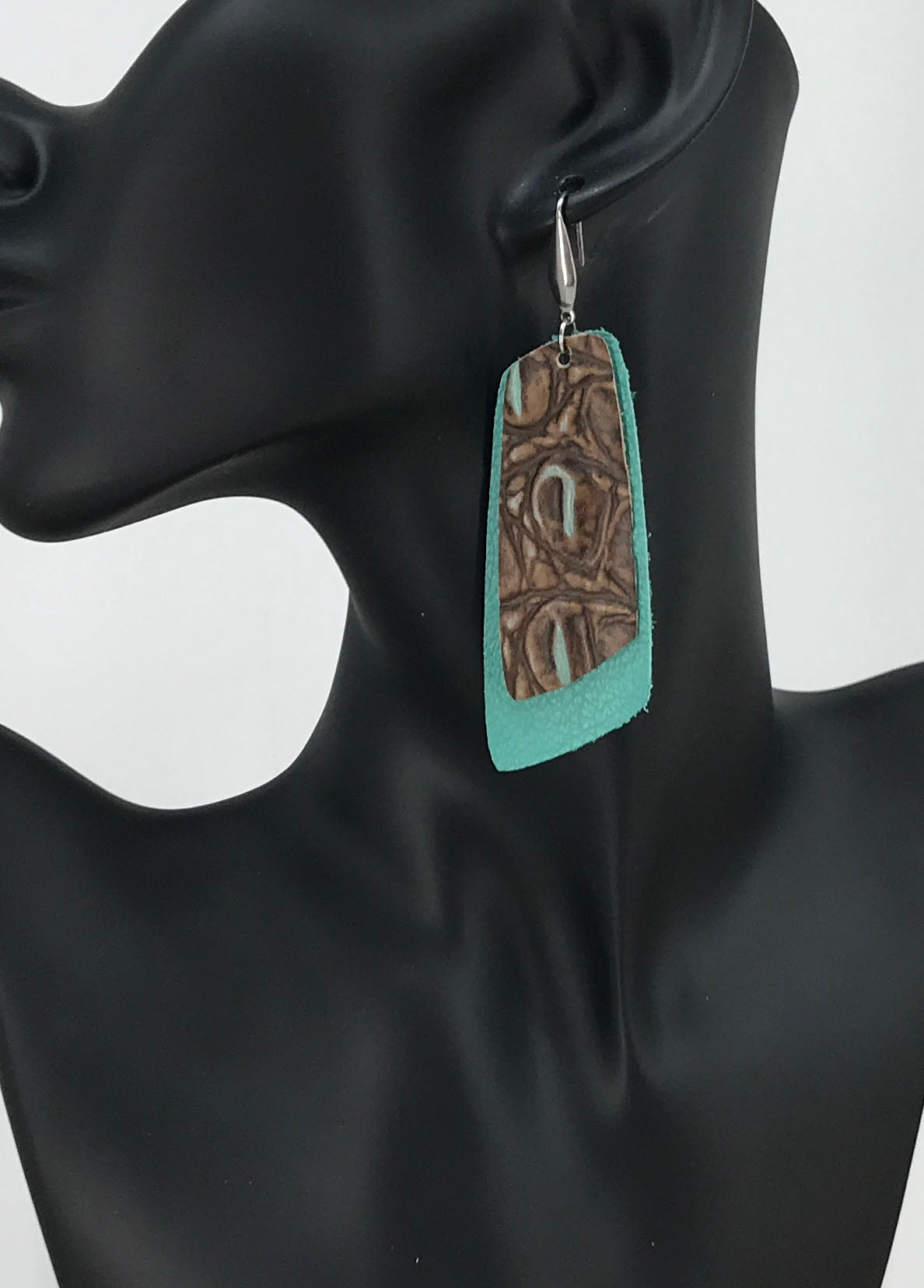 Aqua Cocoa Layered Bar Earrings