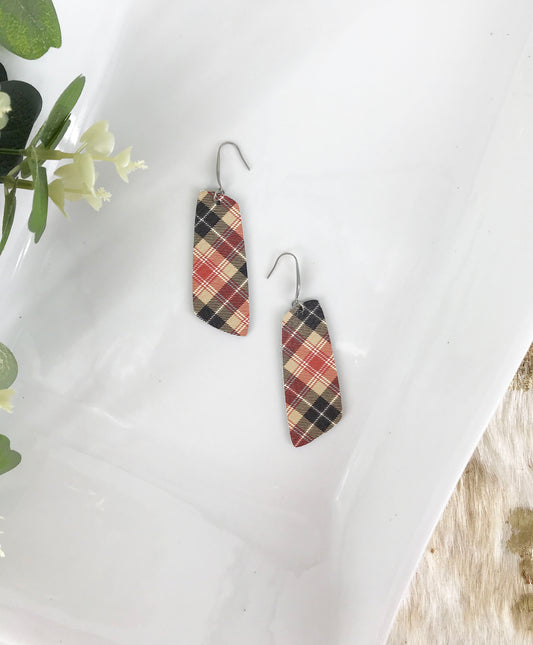 Tartan Plaid Leather Earrings - E19-1158