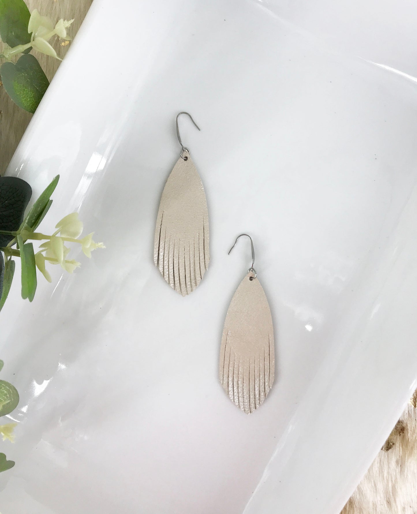 Champagne Leather Earrings - E19-1170