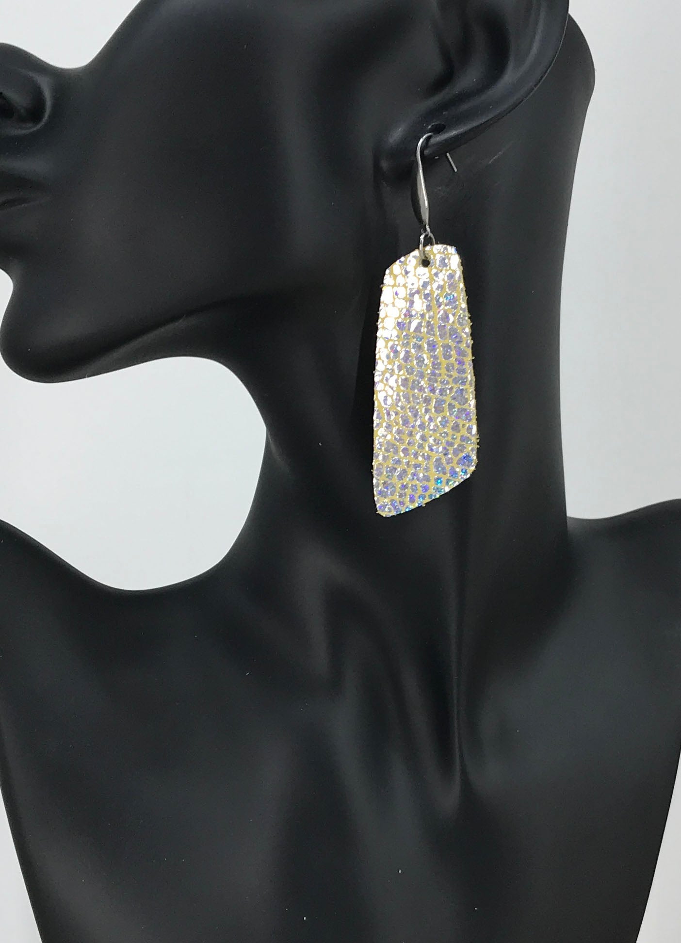 Silver Halo Banana Leather Earrings - E19-1183