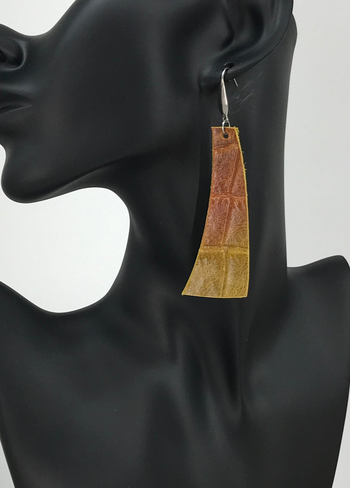 Golden Croco Bar Drop Earrings