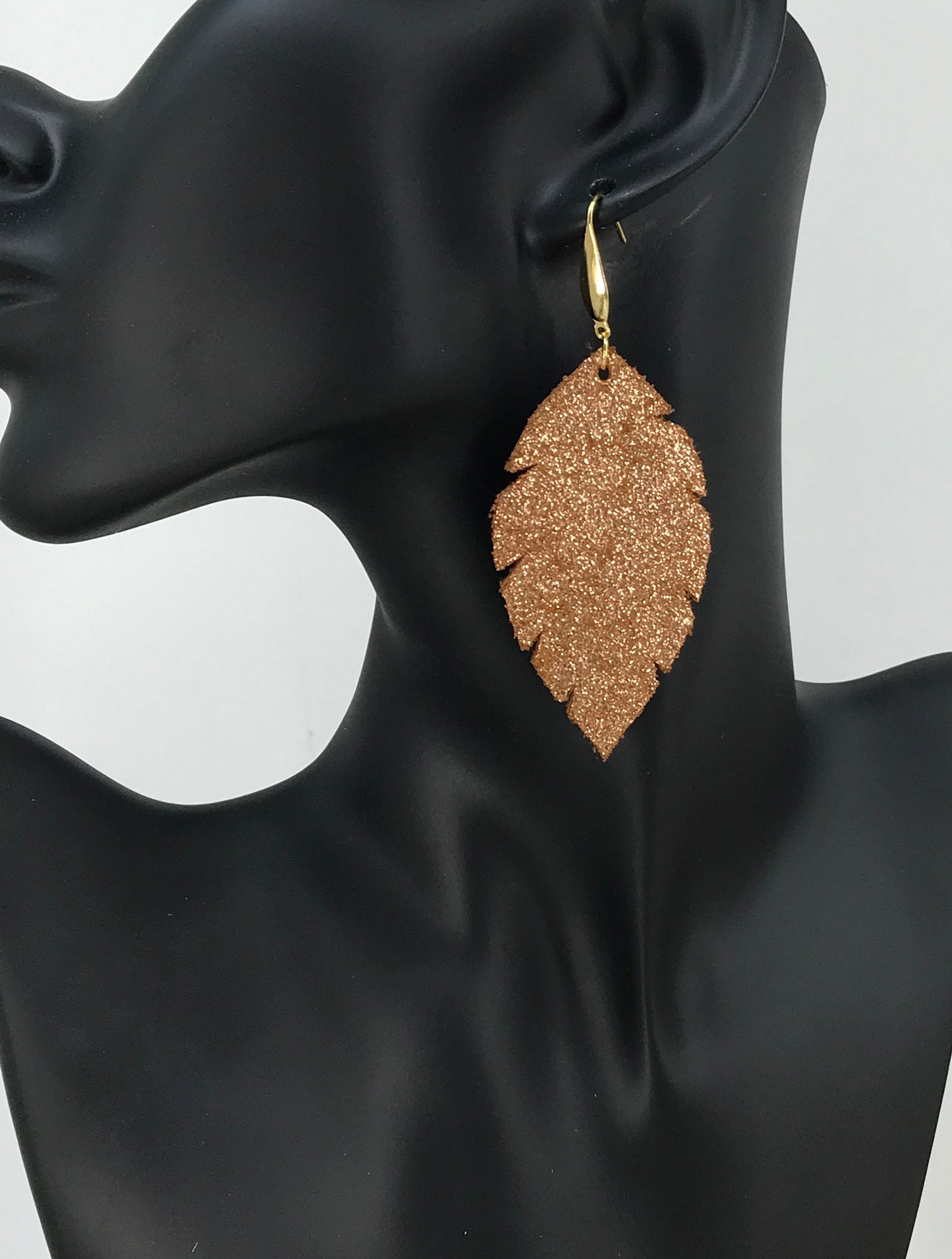 Vintage Crackle Copper Leather Earrings - E19-1197