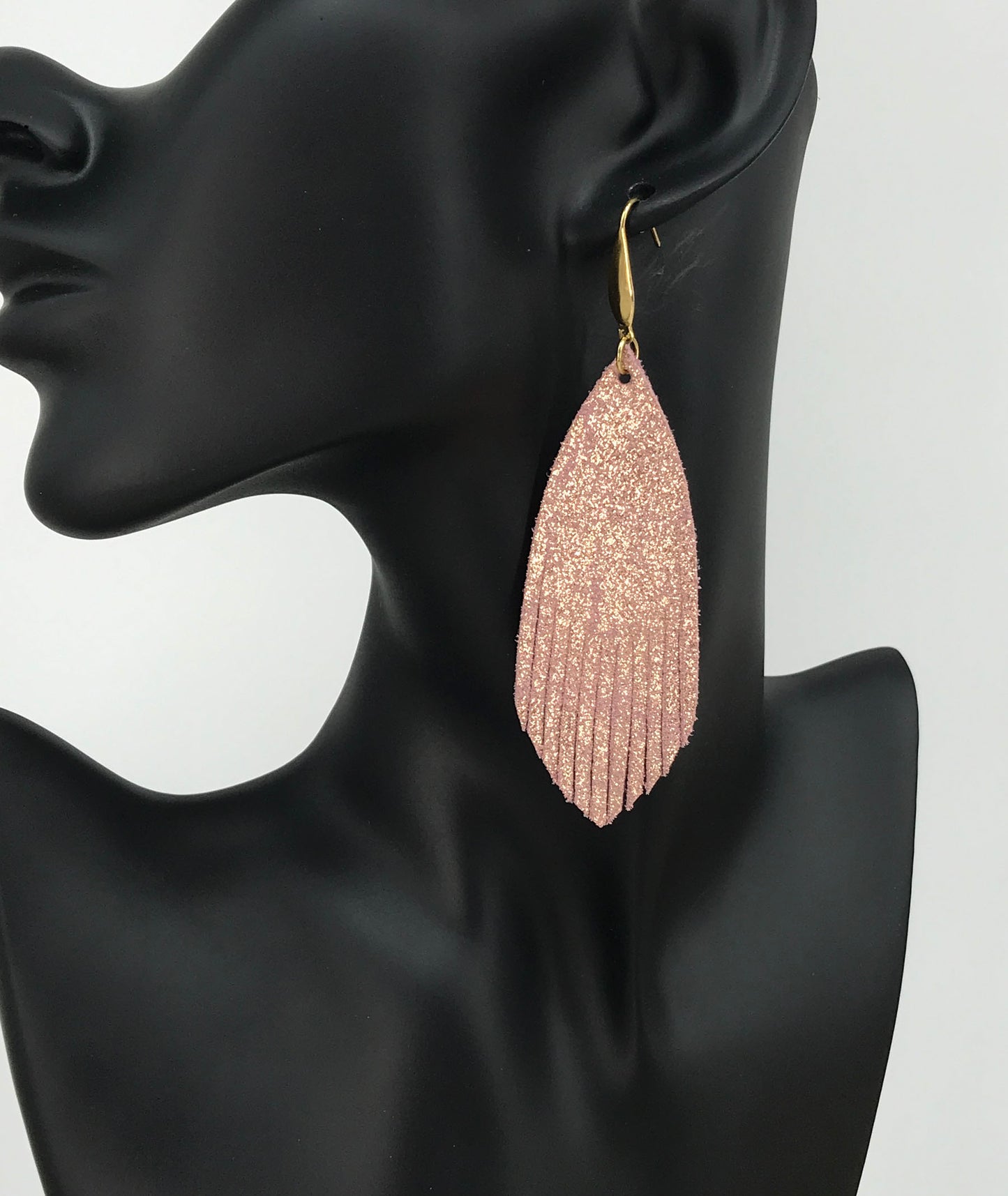 Rose Gold Leather Earrings - E19-1204