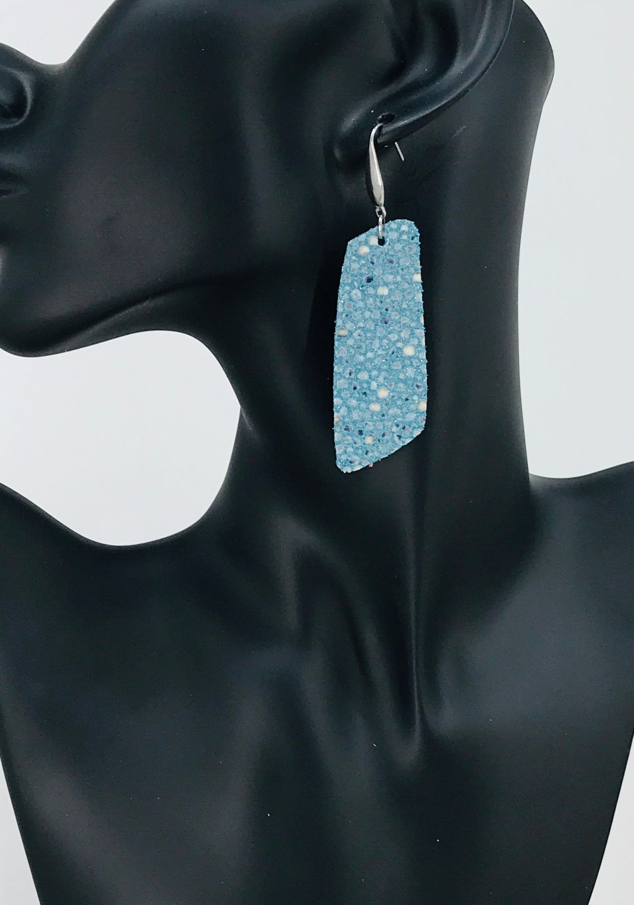 Exotic Teal Stingray Leather Earrings - E19-1209