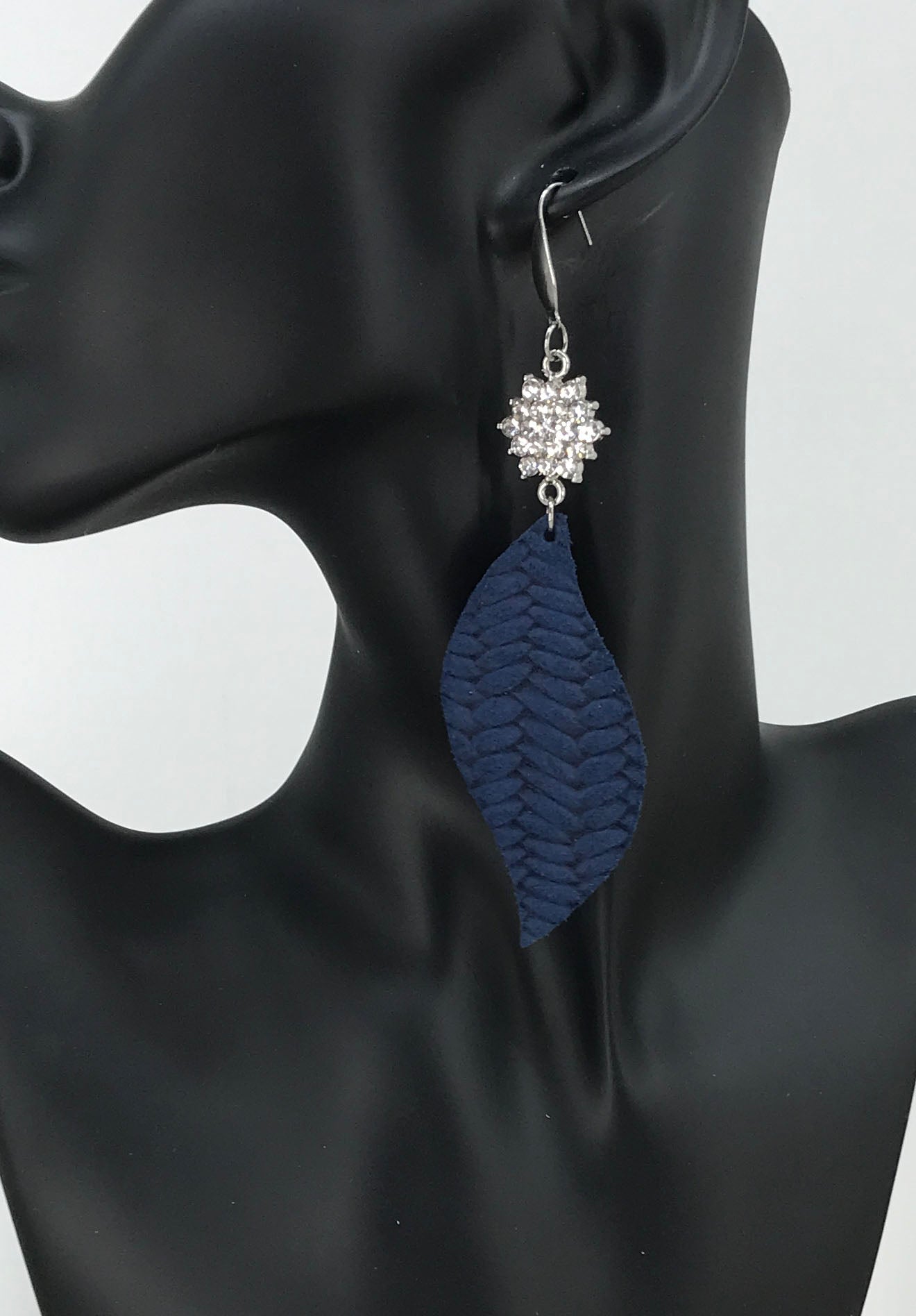 Blue Italian Fishtail Leather Earrings - E19-1211