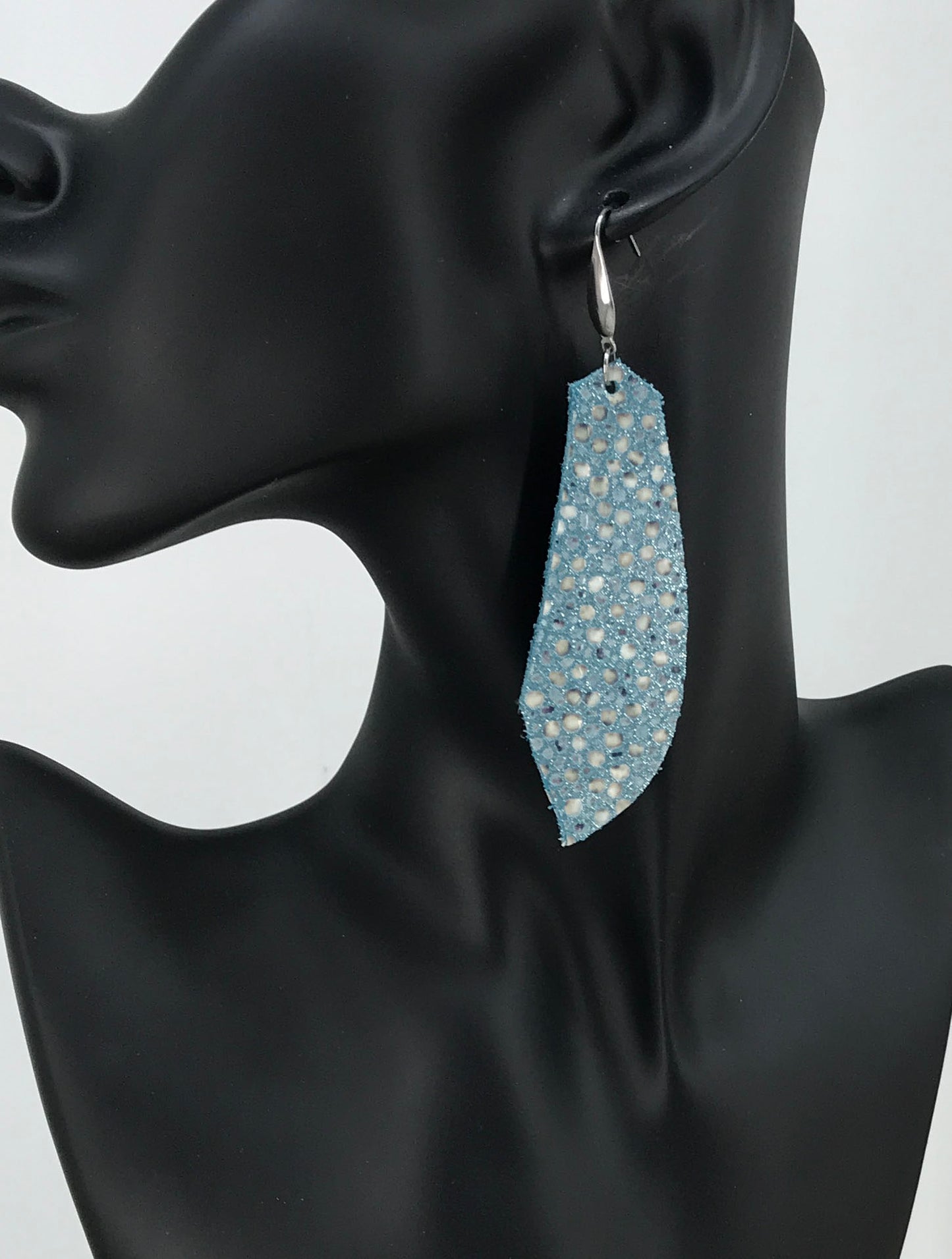 Exotic Teal Stingray Leather Earrings - E19-1222