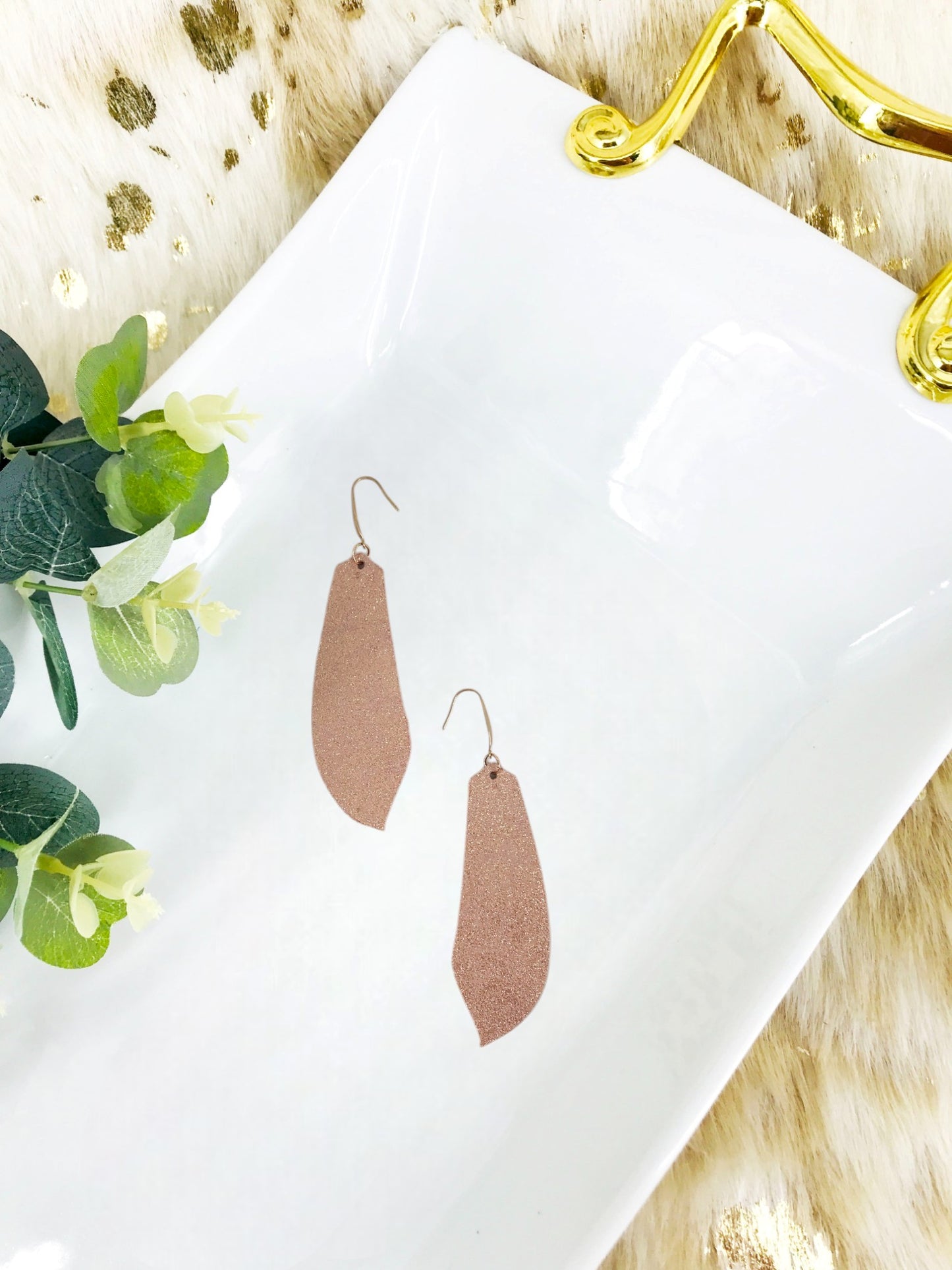Rose Gold Leather Earrings - E19-1223
