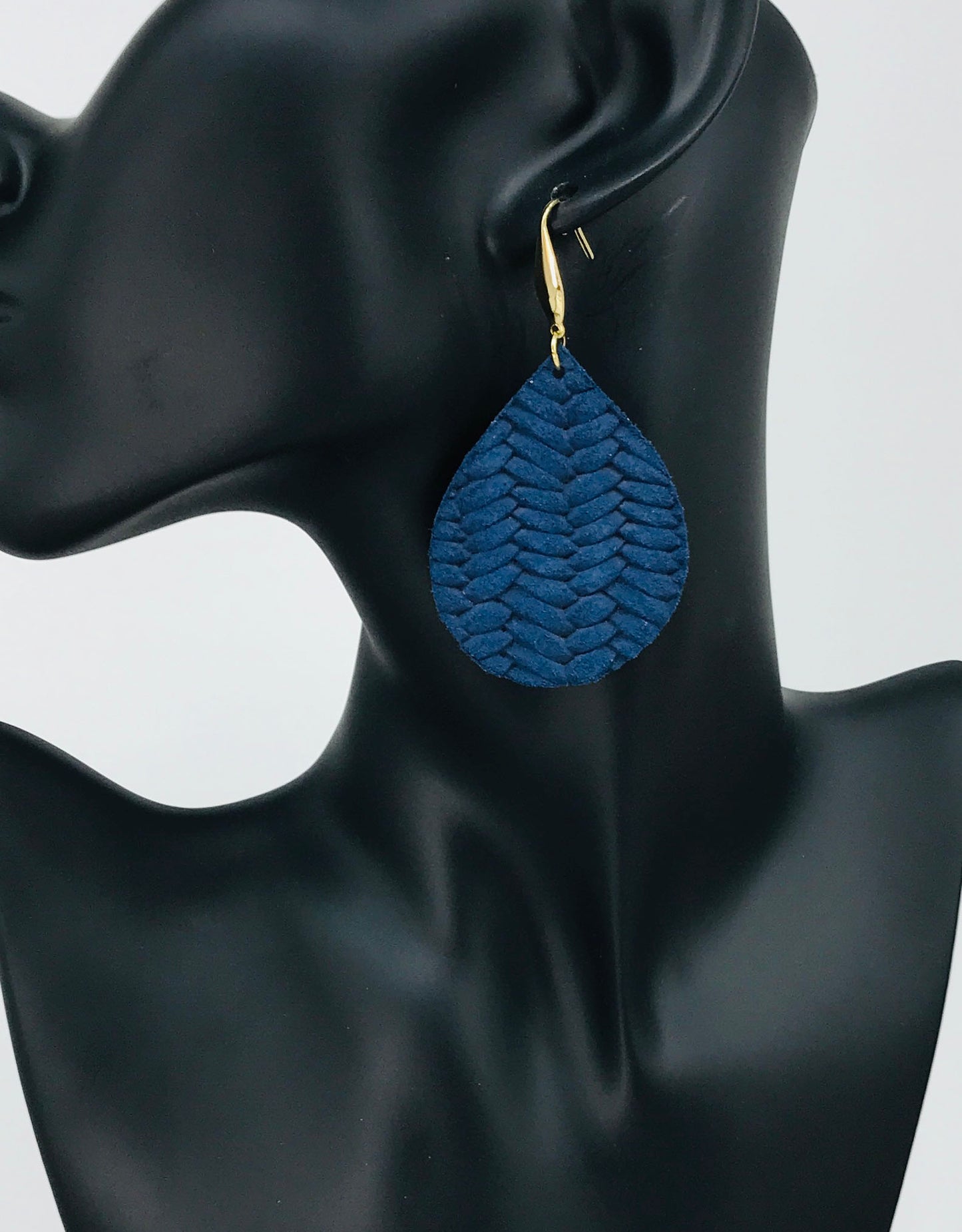 Blue Italian Fishtail Leather Earrings - E19-1225