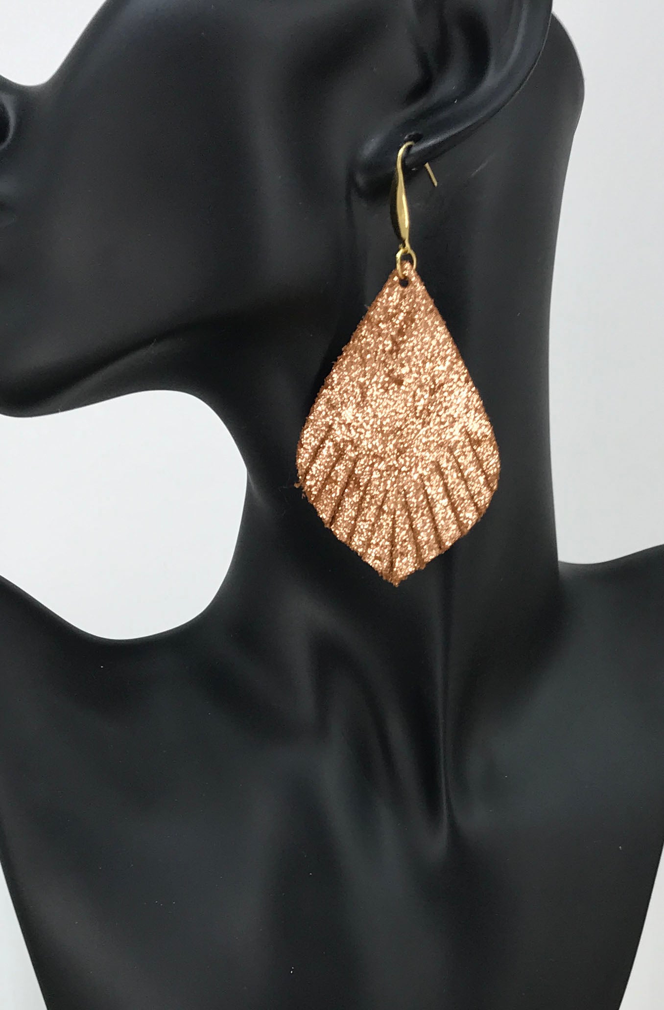 Rose Gold Copper Leathr Earrings - E19-1232
