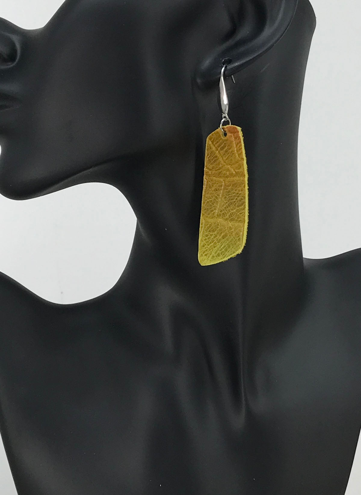 Golden Olive Croco Bar Earrings