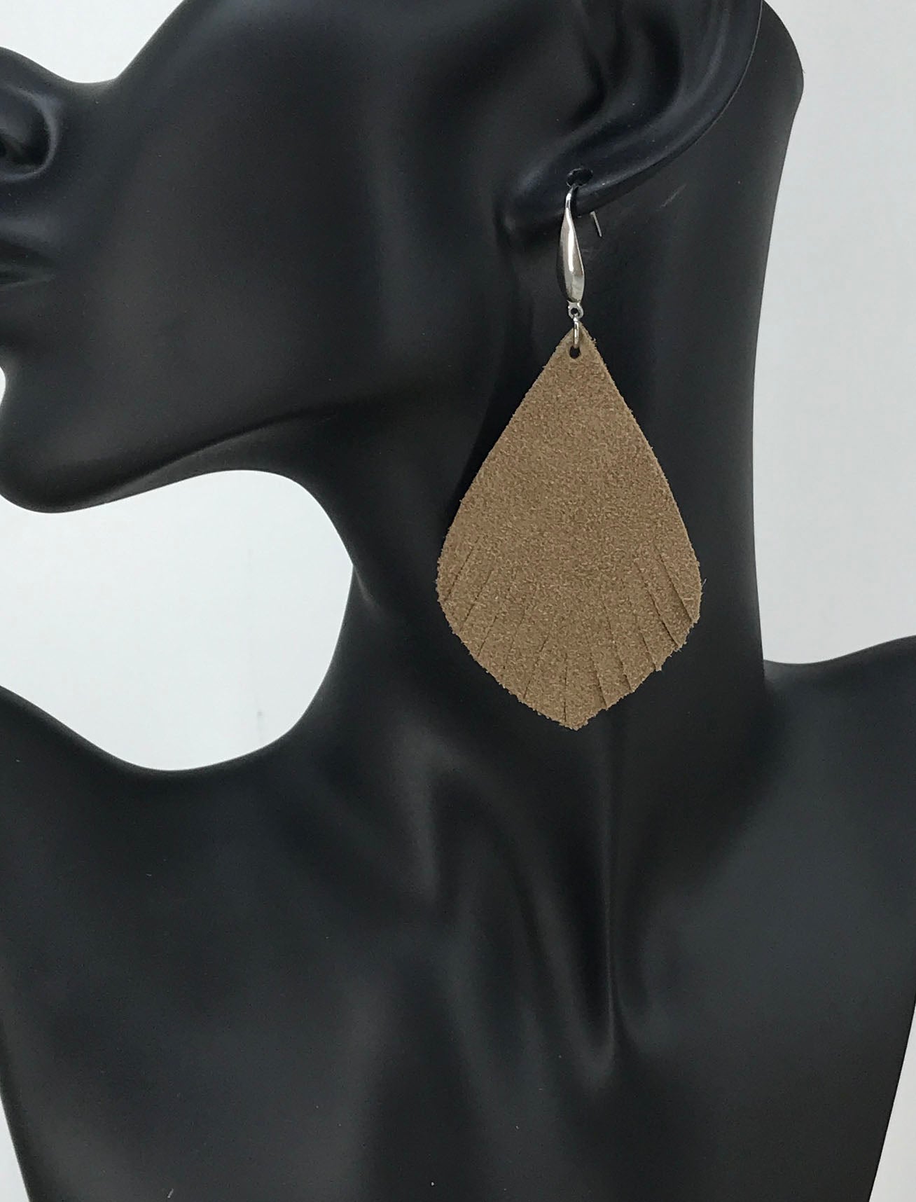 Sandy Brown Suede Leather Earrings - E19-1246