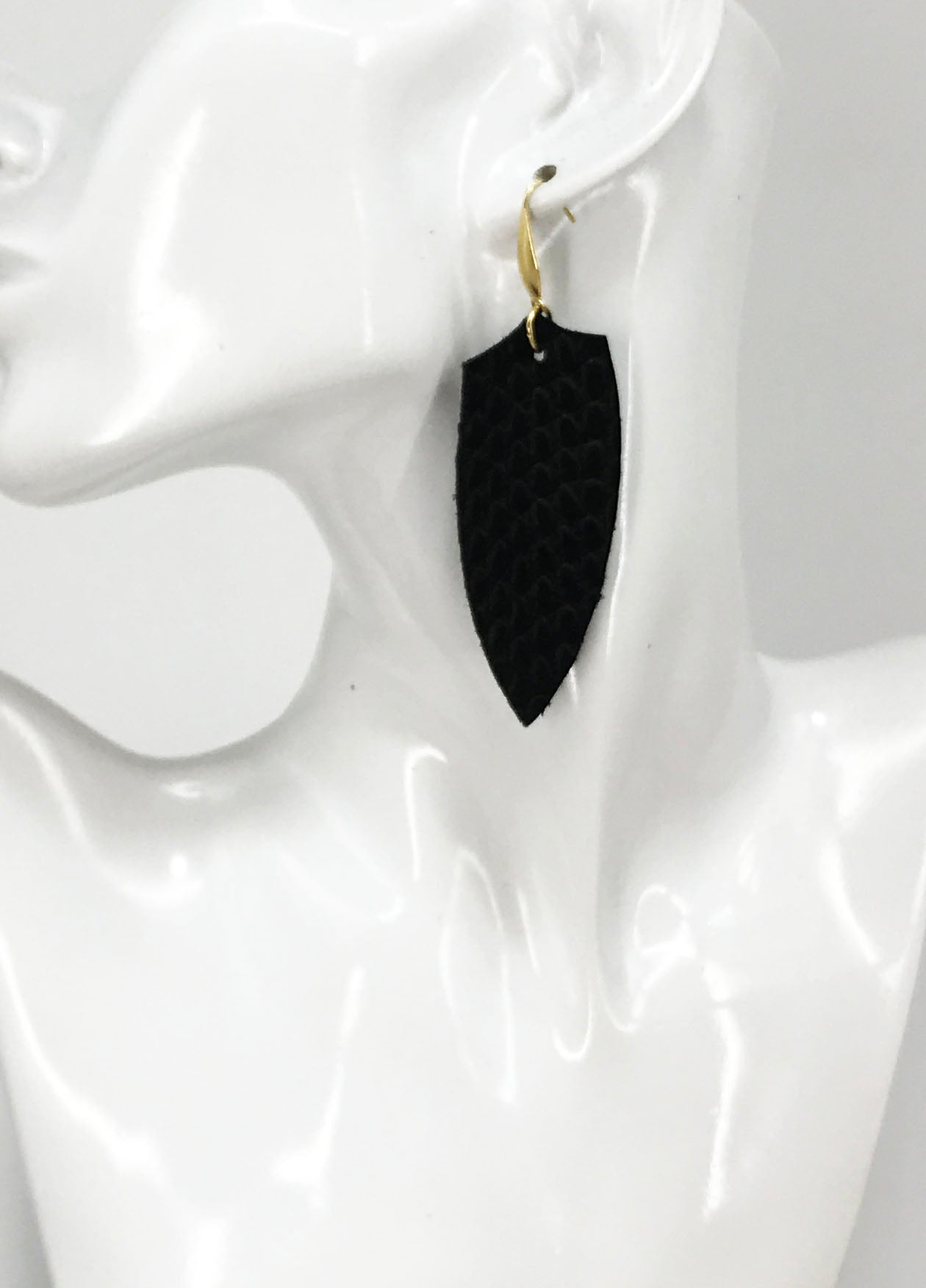 Black Genuine Leather Earrings - E19-1248