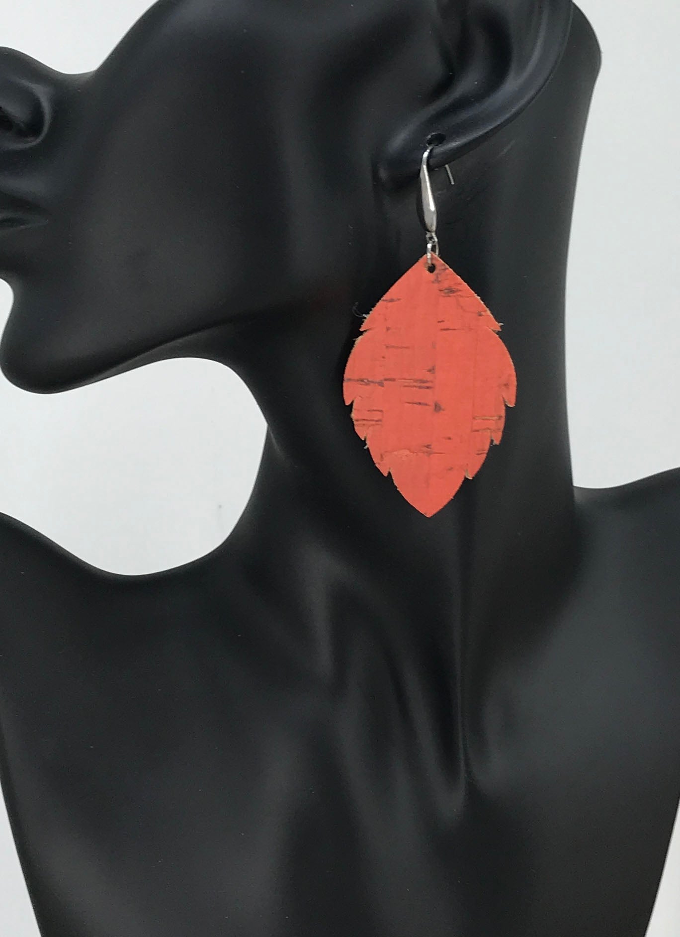 Salmon Cork Leather Earrings - E19-1260
