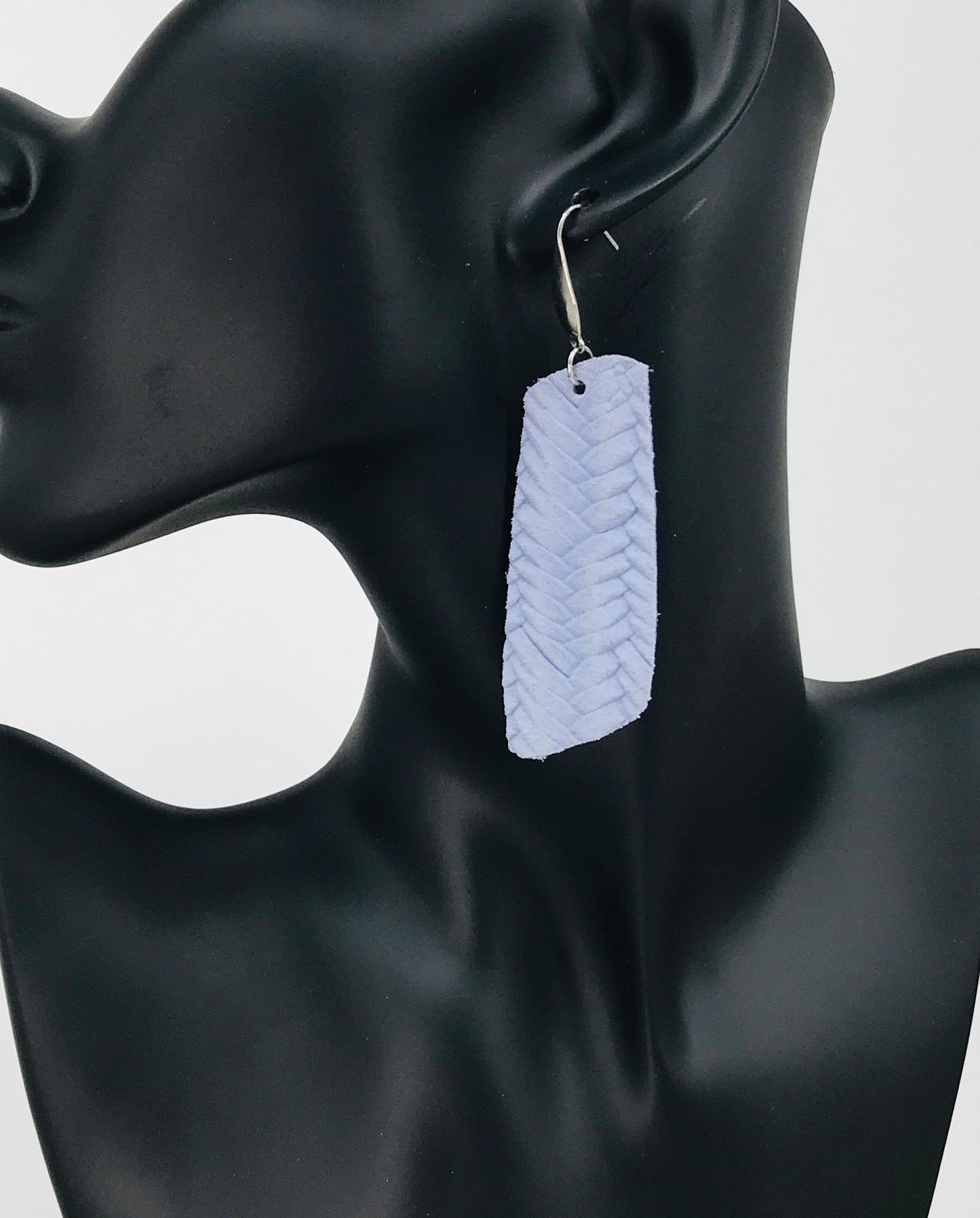 Lavendar Braided Fishtail Leather Earrings - E19-1281