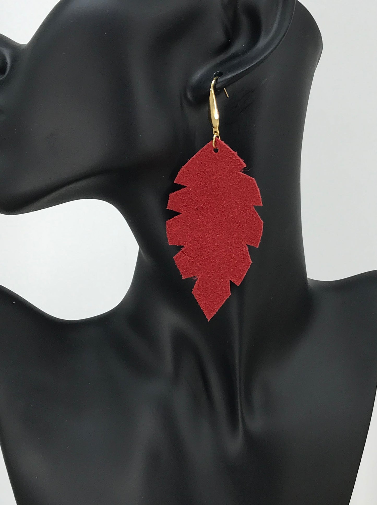 Red Suede Leather Earrings - E19-1286