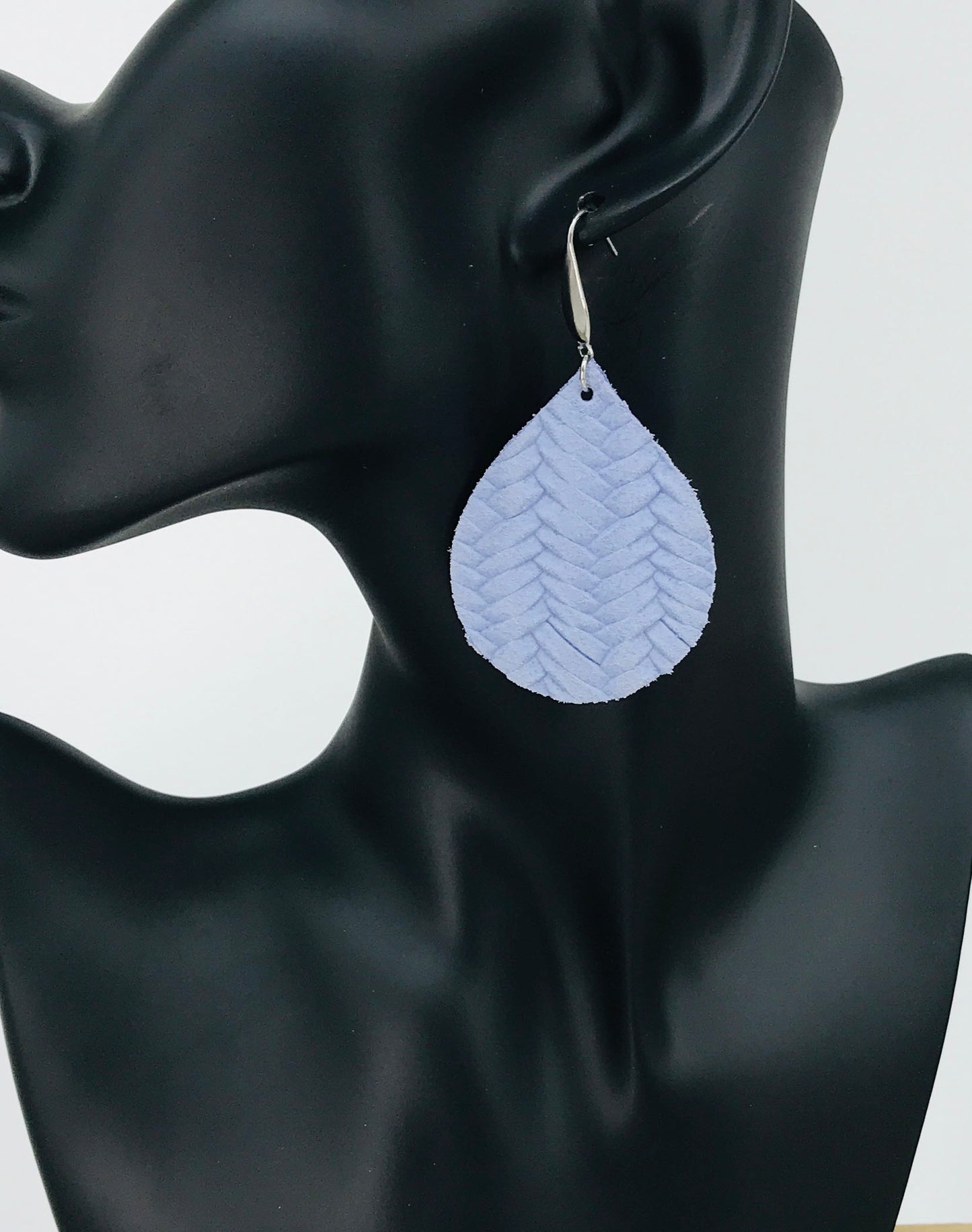 Lavendar Braided Fishtail Leather Earrings - E19-1296