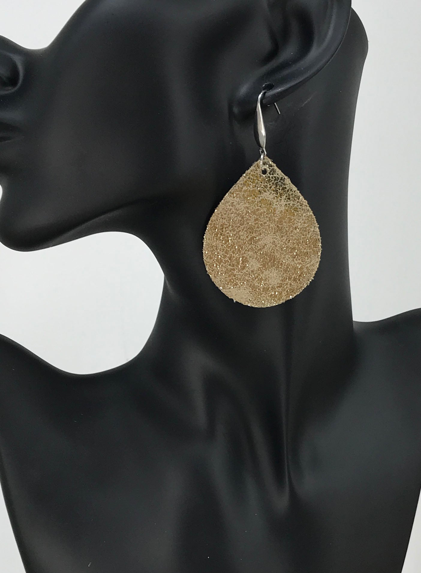 Platinum Crackle Goat Leather Earrings - E19-1327