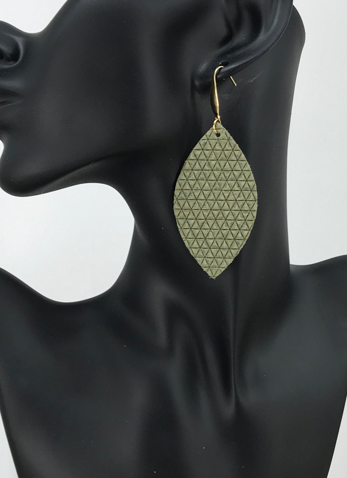 Olive Mini Triangle Italian Leather Earrings - E19-1332