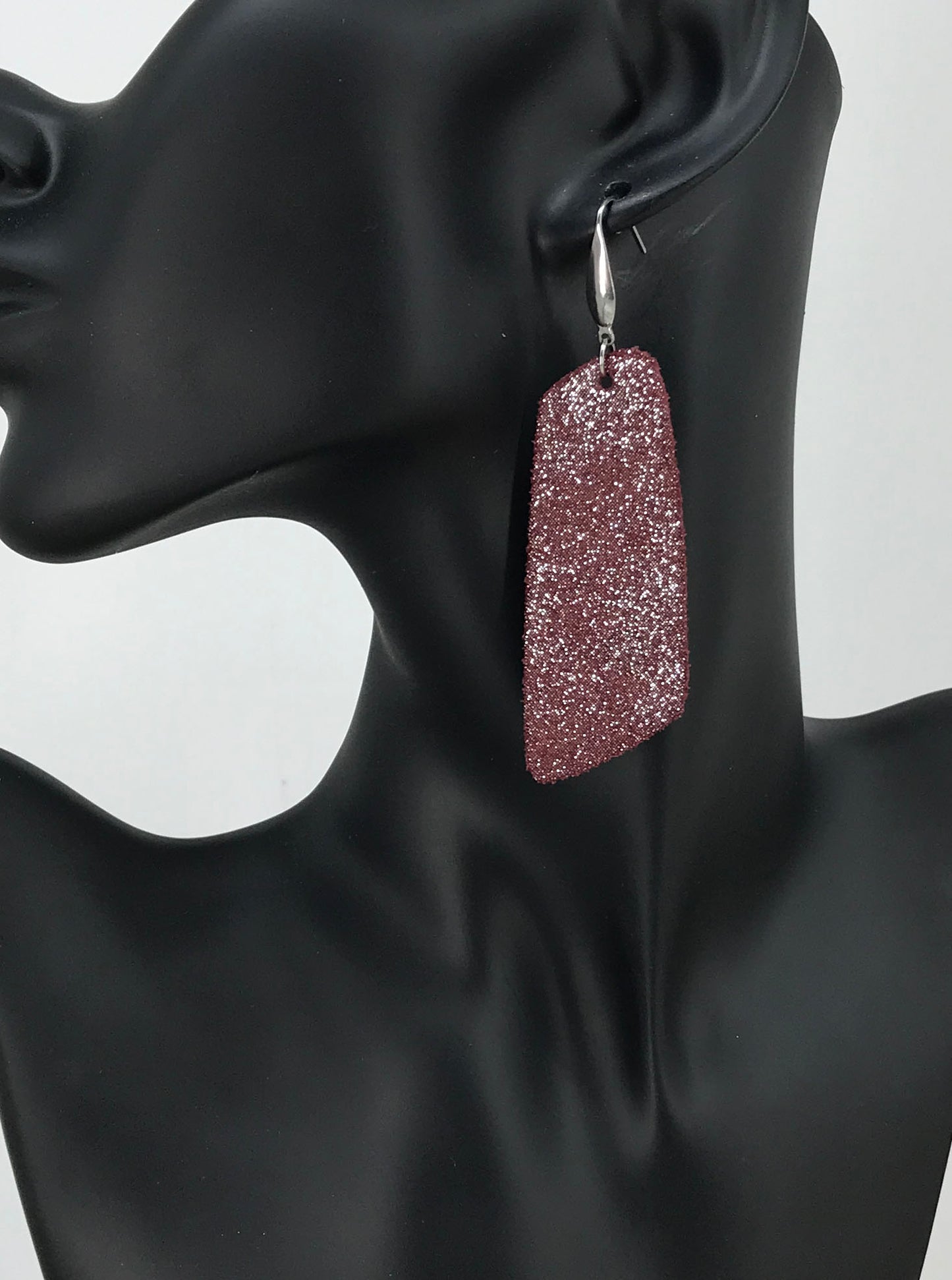 Dark Raspberry Dazzle Leather Earrings - E19-1335