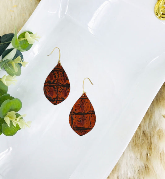 Burnt Orange Genuine Leather Earrings - E19-1341