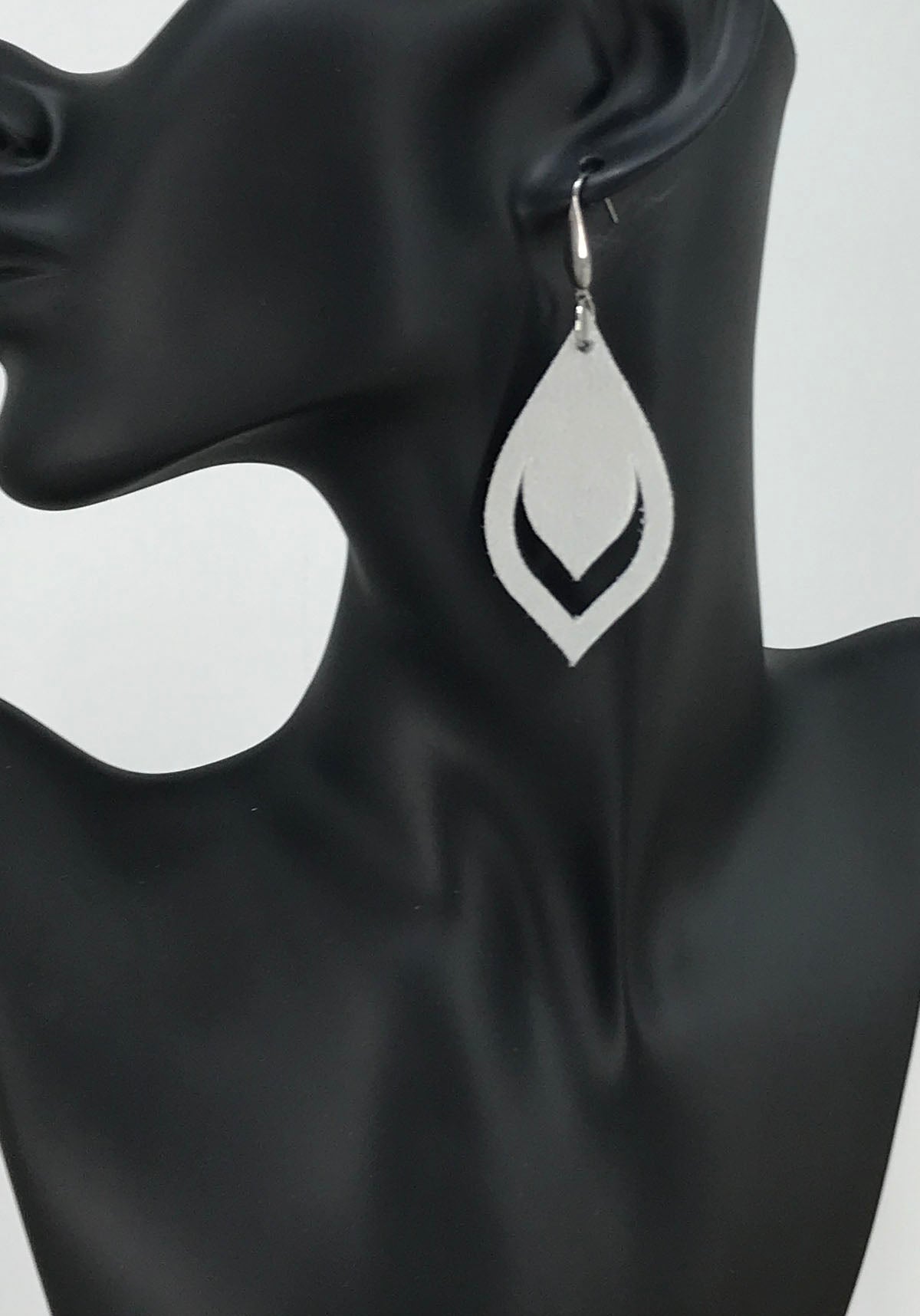 Metallic Silver Genuine Leather Earrings - E19-1348