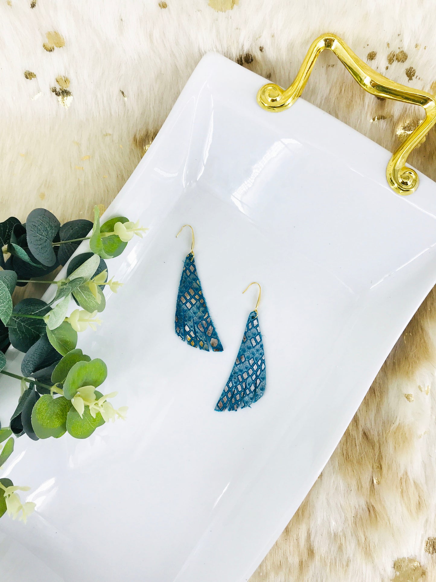 Turquoise Genuine Leather Earrings - E19-1374