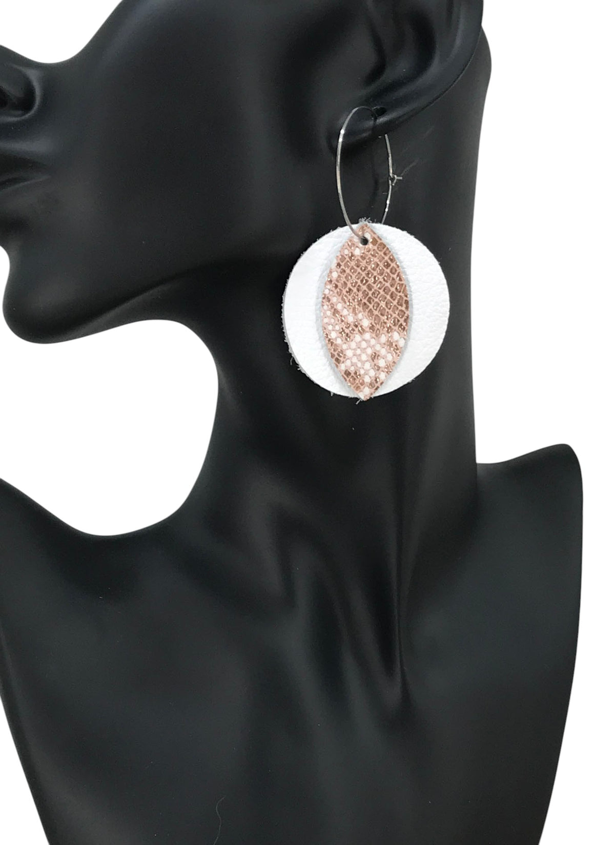 White Rose Gold Snake Hoop Earrings