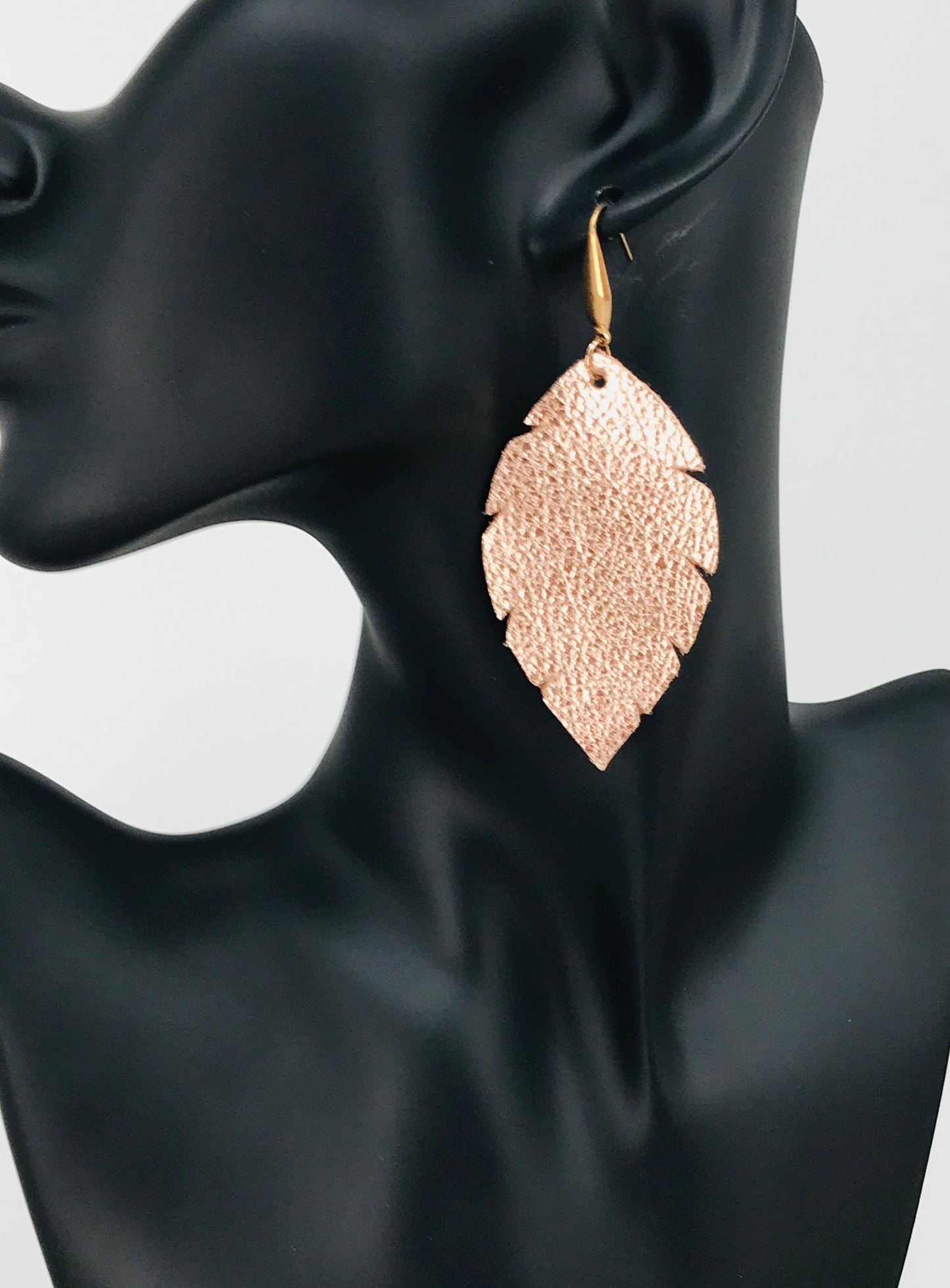 Metallic Rose Gold Leather Earrings - E19-1391