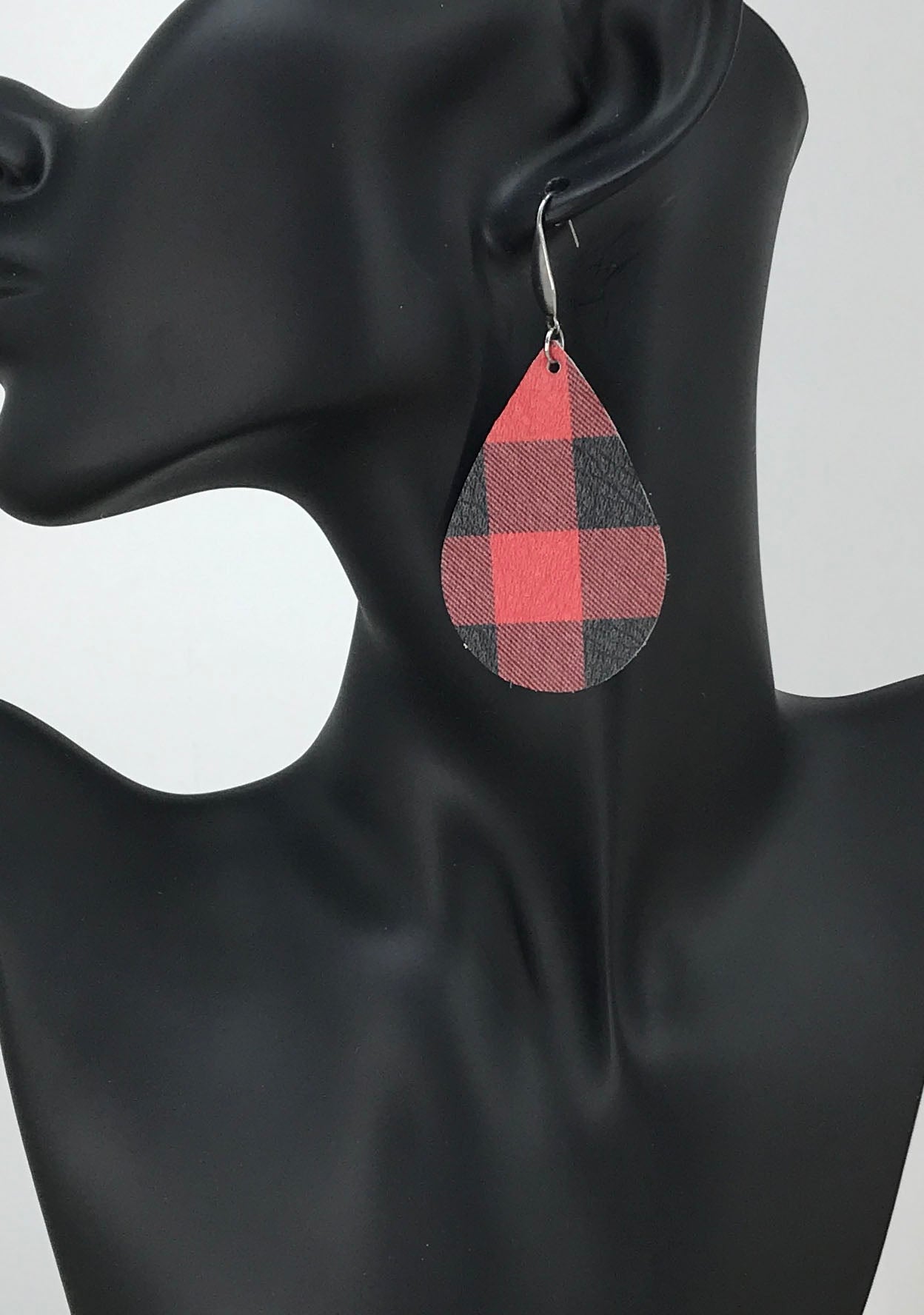 Mini Buffalo Plaid Leather Earrings - E19-1399