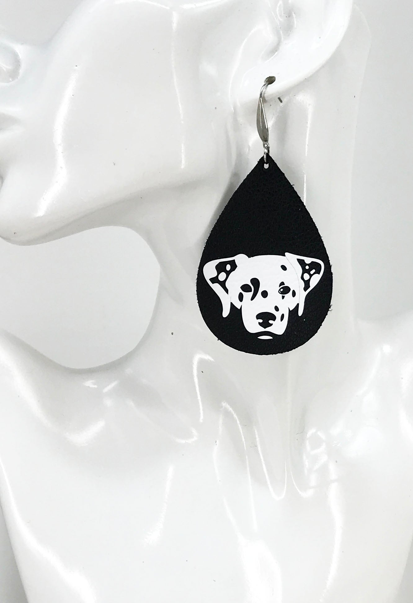 Dalmatian Themed Leather Earrings - E19-1403