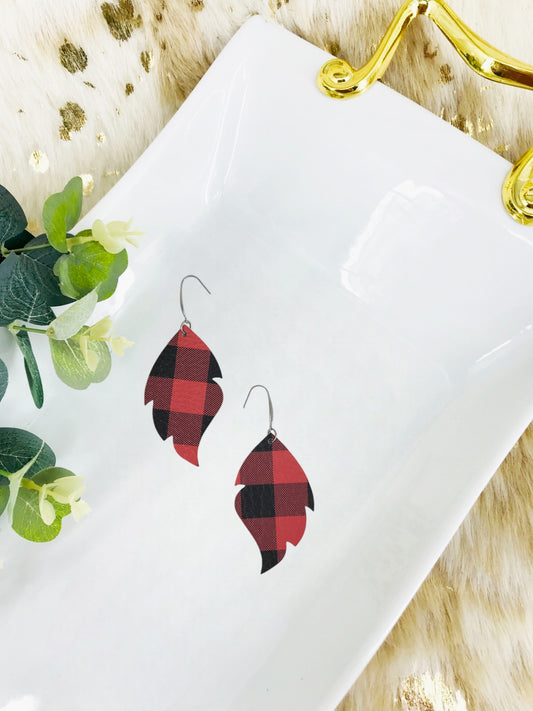 Mini Buffalo Plaid Leather Earrings - E19-1410