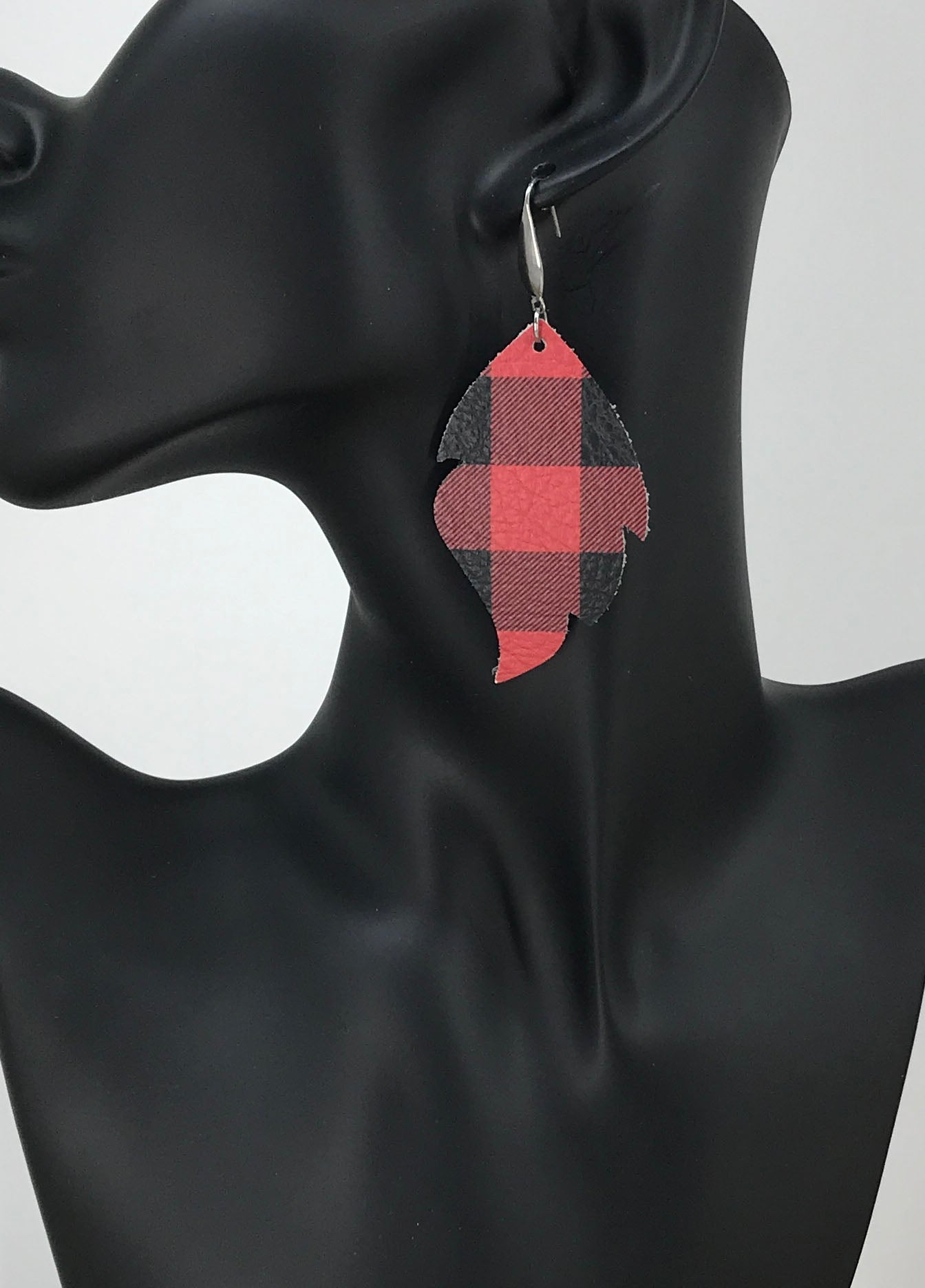 Mini Buffalo Plaid Leather Earrings - E19-1410